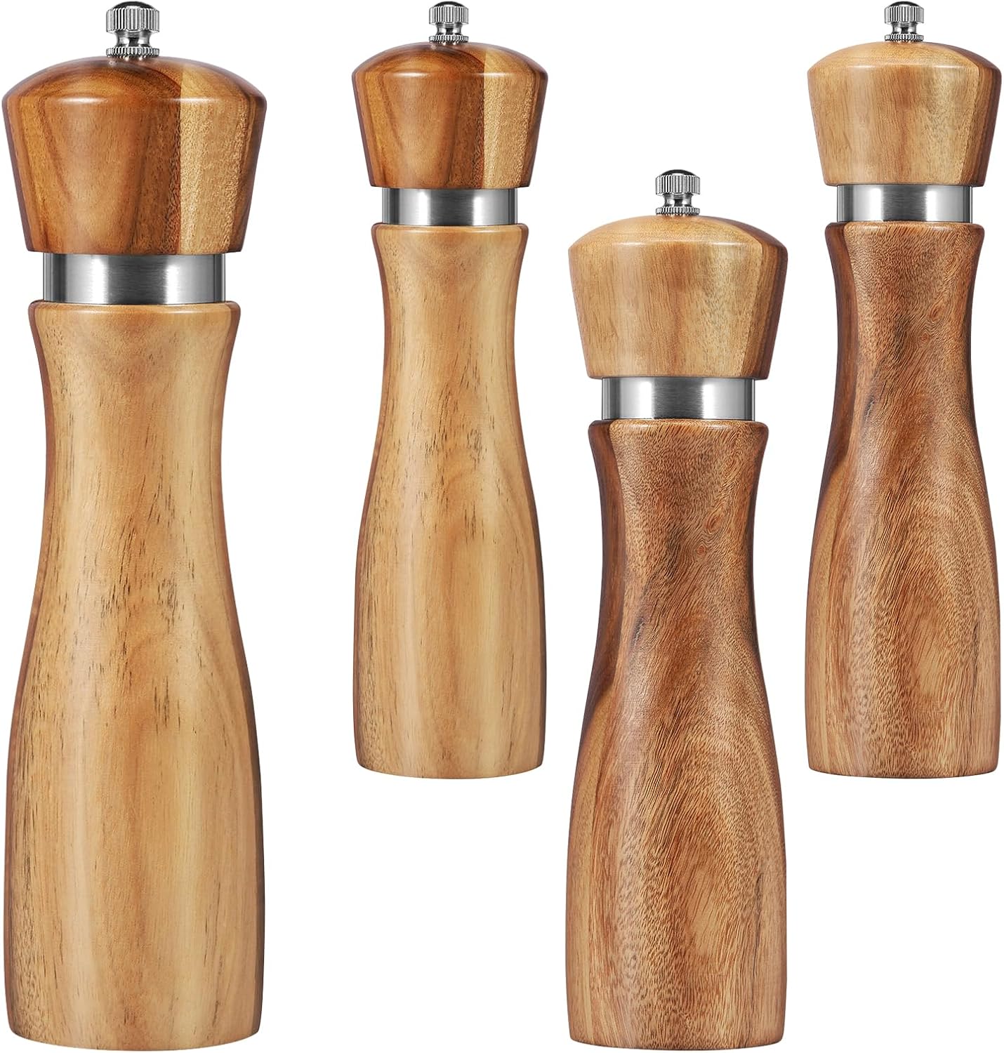 RVEFOT 4-Piece Acacia Wood Salt Pepper Grinders