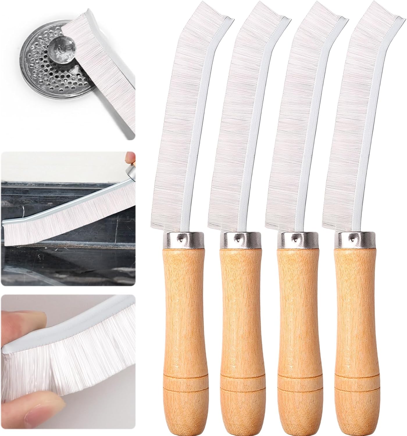 4-Piece Comfort Grip Crevice Brush for Tight Spaces