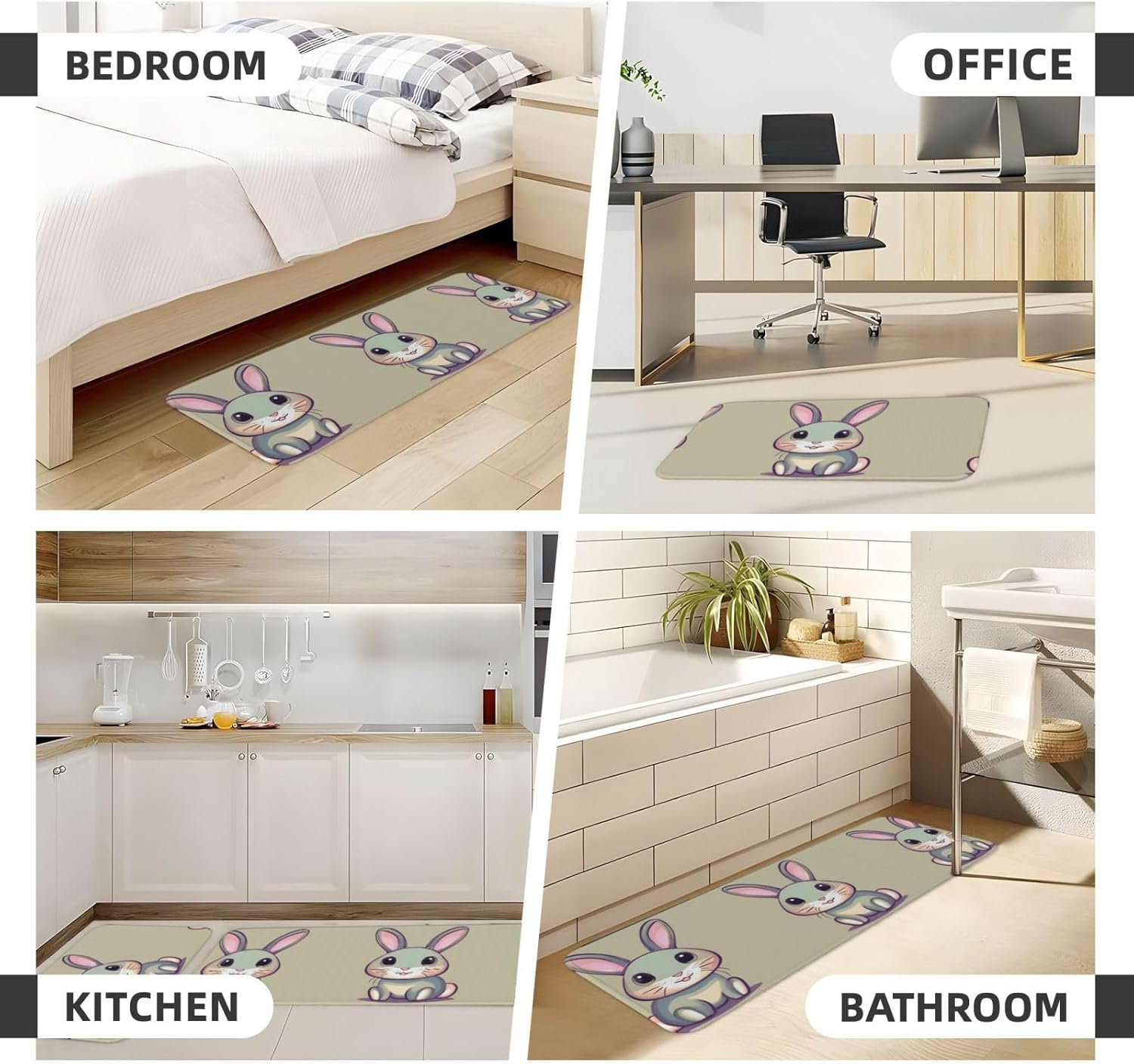JxWCher - Cute Little Bunny Print Kitchen Mats