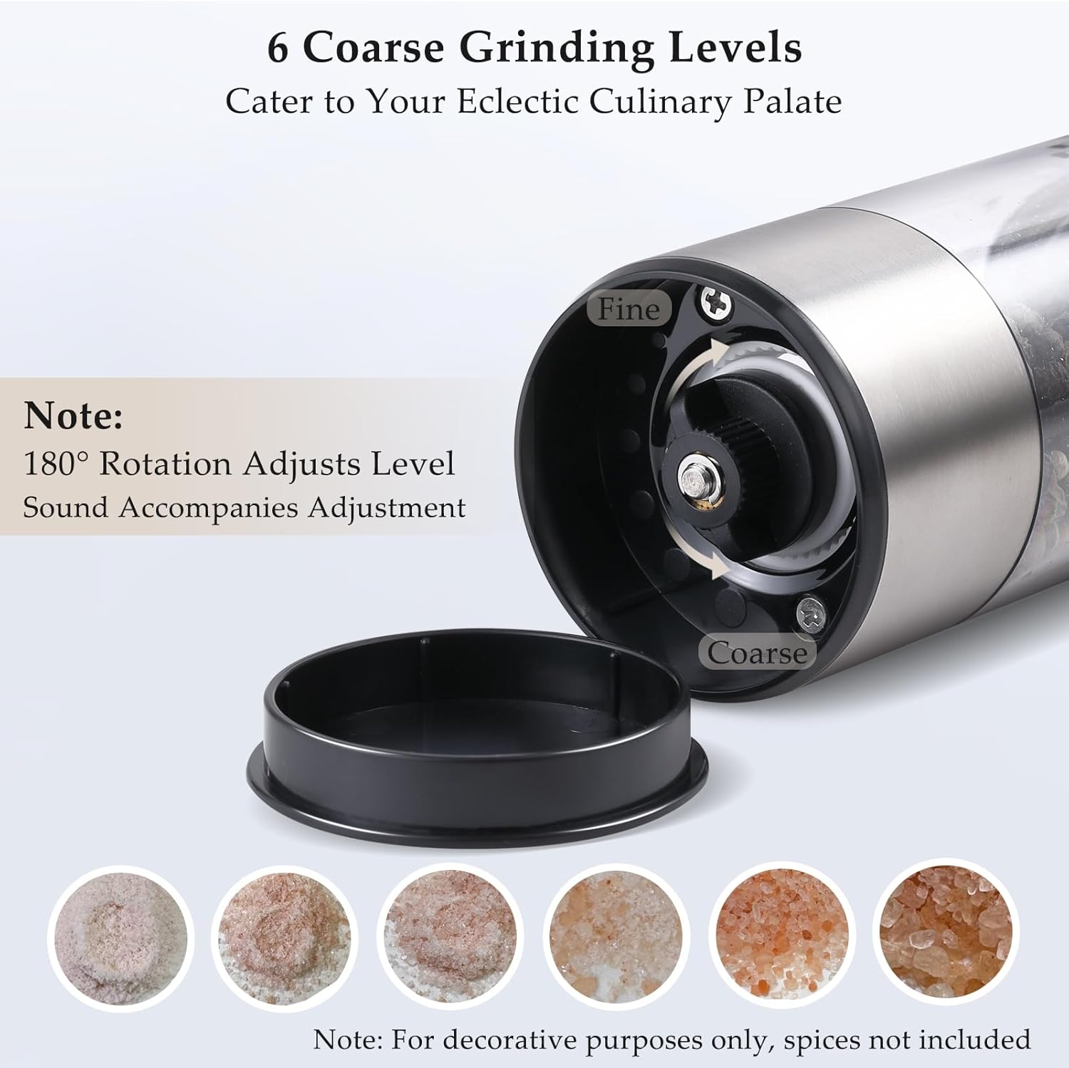 Quicky Electric Salt and Pepper Grinder Set Stainless Steel USB Rechargeable Highlighting Features