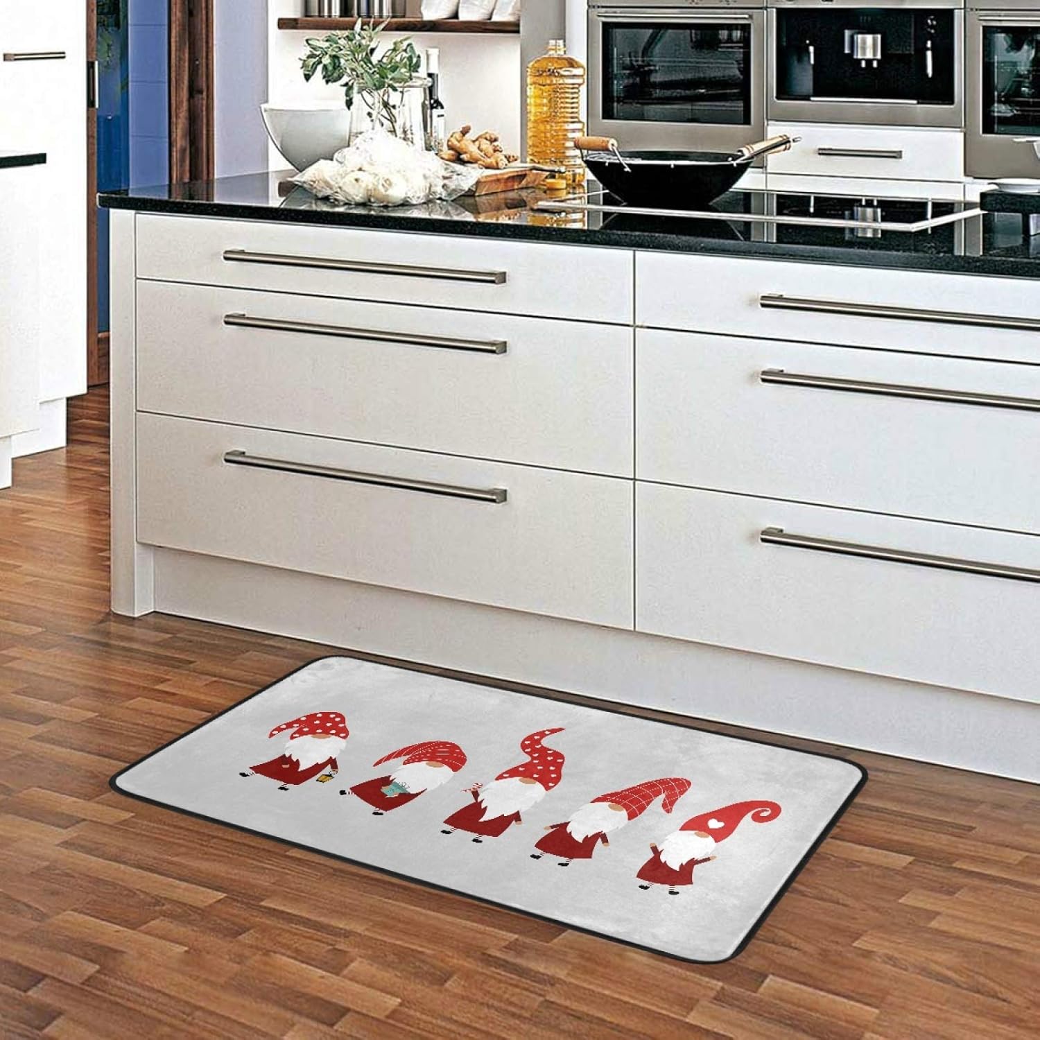Boccsty Christmas Gnome Gray Kitchen Floor Mat