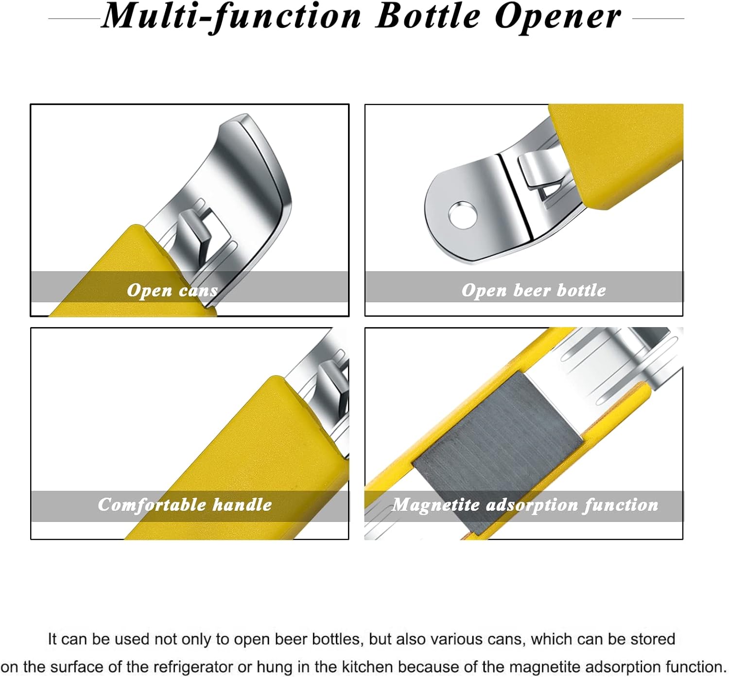 3-Piece Magnetic Bottle Can Opener Yellow