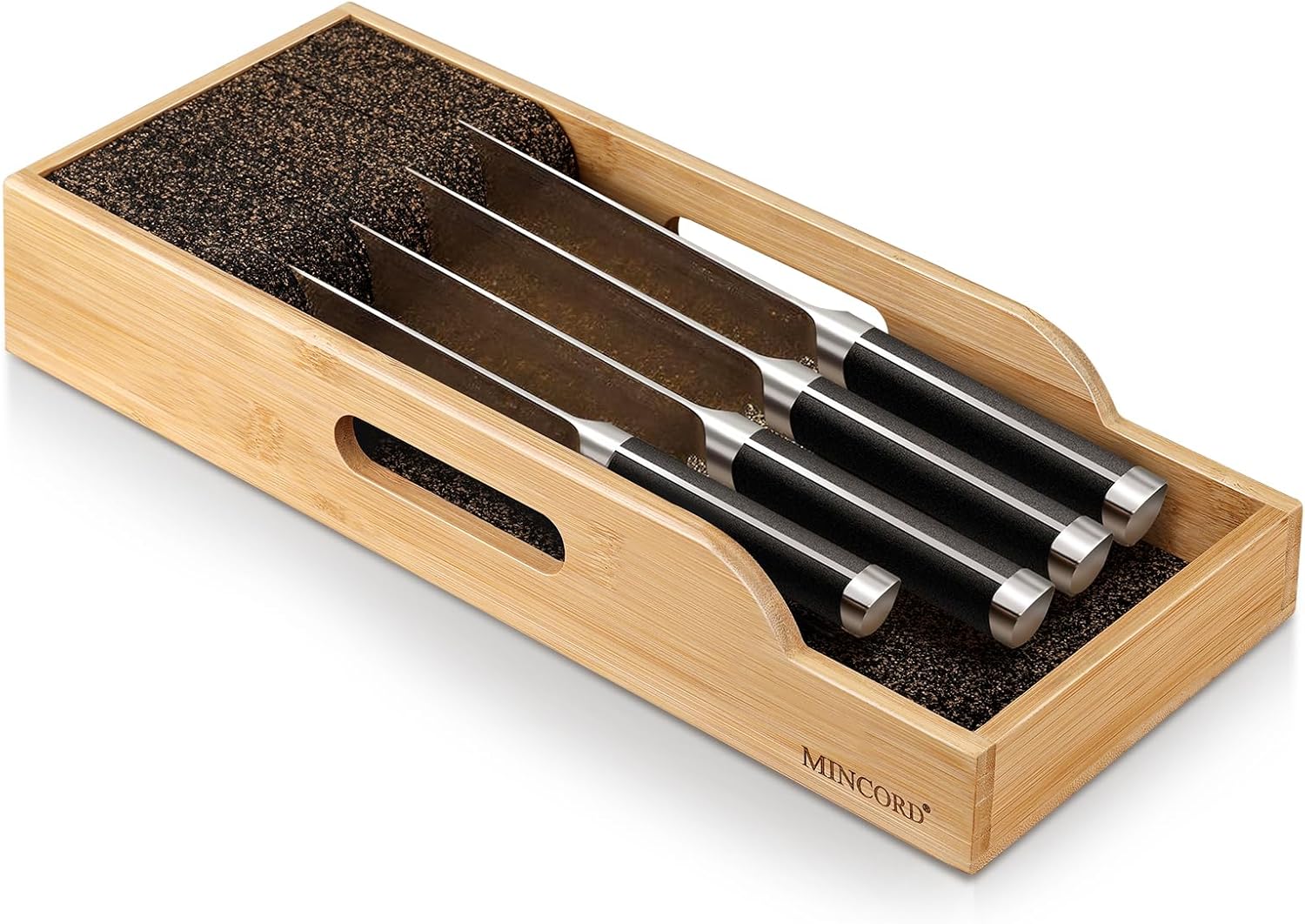 Bamboo Knife Organizer Insert for Drawerstorage 12-inch Long Knives