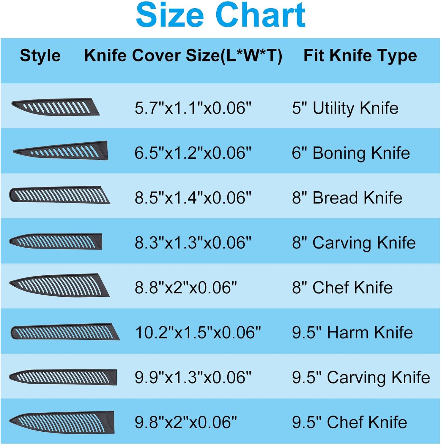 Safe Knife Covers for 8-inch Chef Knives