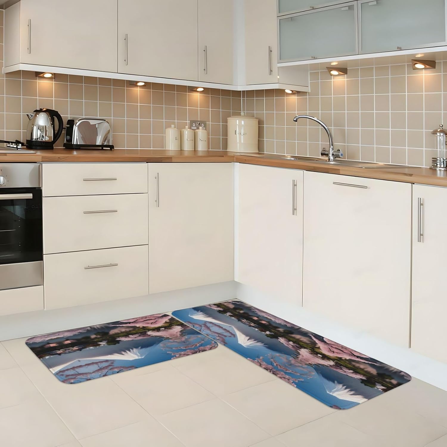 Mt Fuji in Early Spring Print Kitchen Mats Set