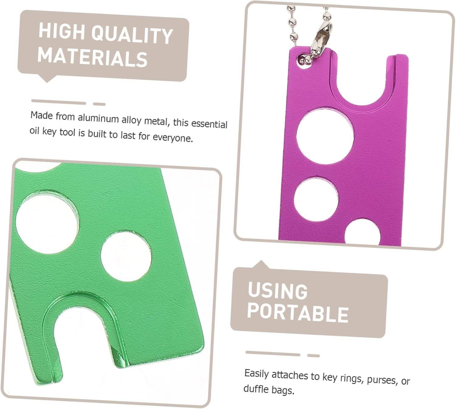TIDTALEO Essential Oil Bottle Opener 3pk Aluminum Alloy Key Ring