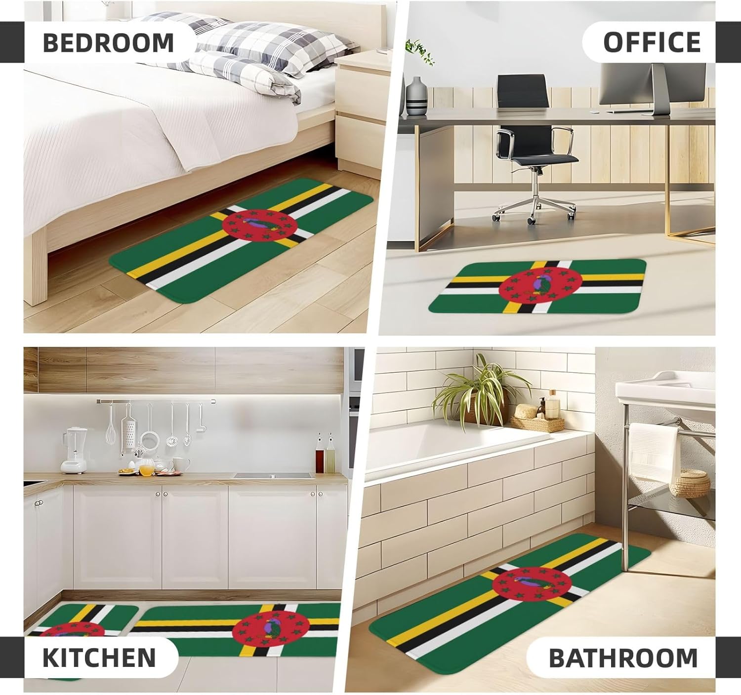 JxWCher Kitchen Mat Flag of the Commonwealth of Dominica Print 17x4717x29