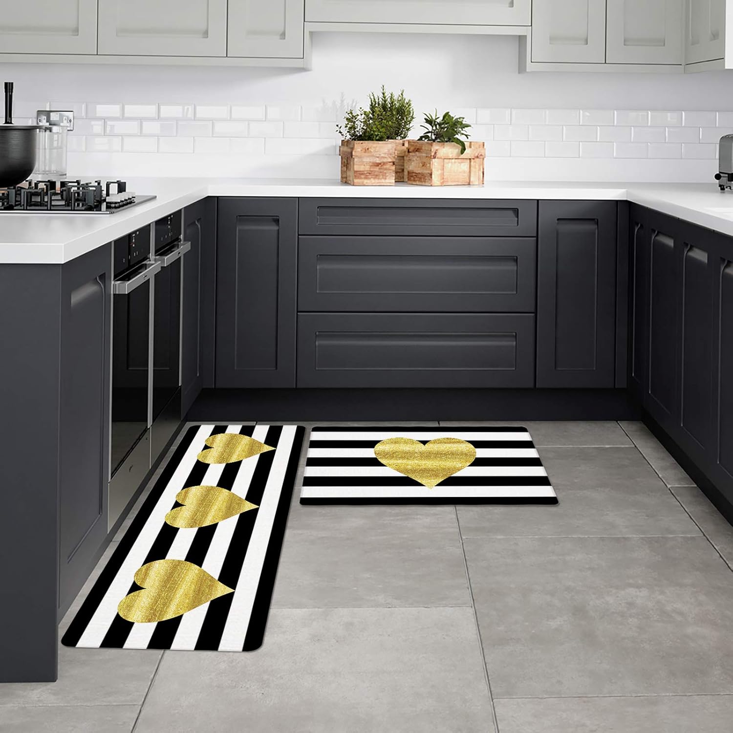 Heart-Shaped Kitchen Mats for Valentines Day