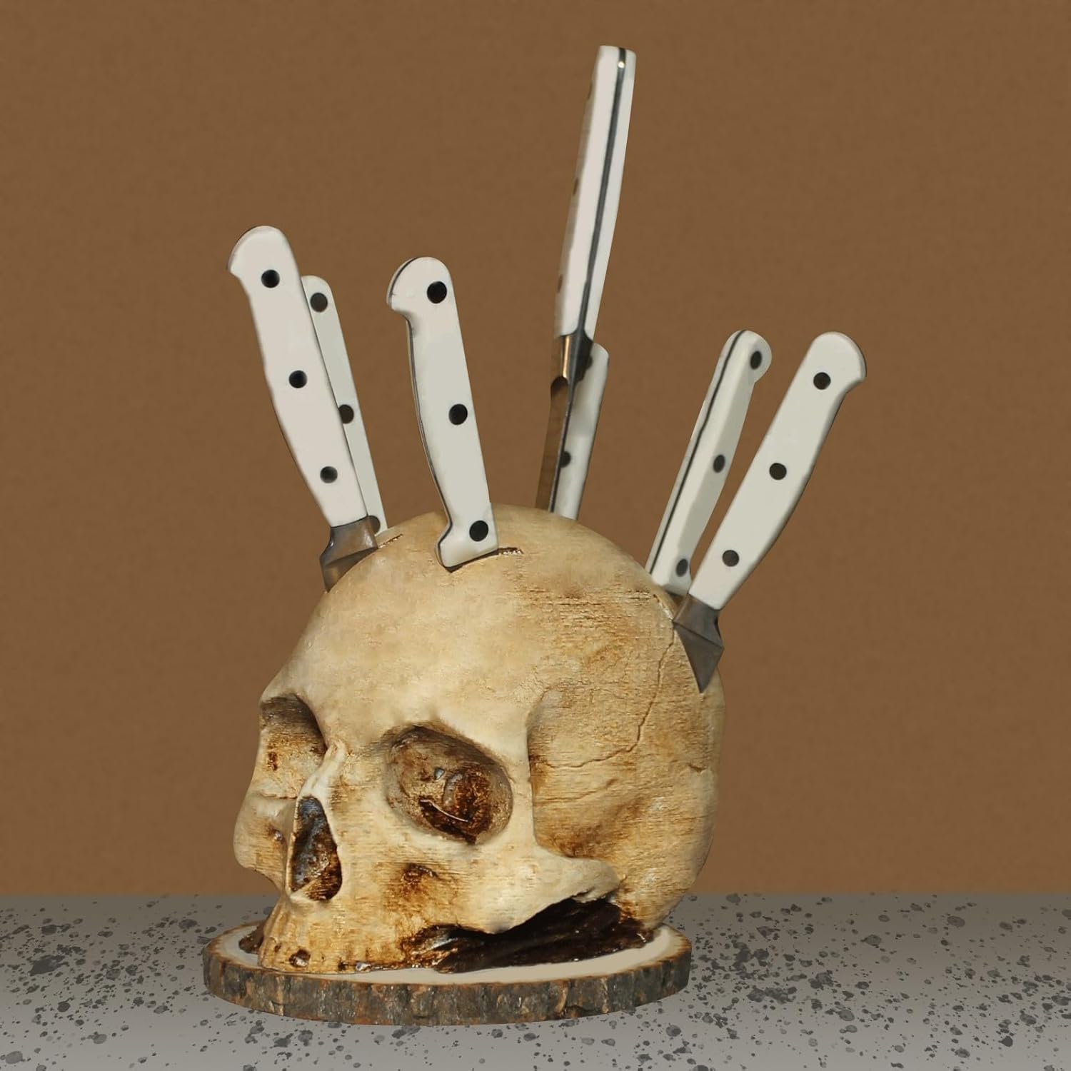 Skull Knife Holder Halloween Decor Storage