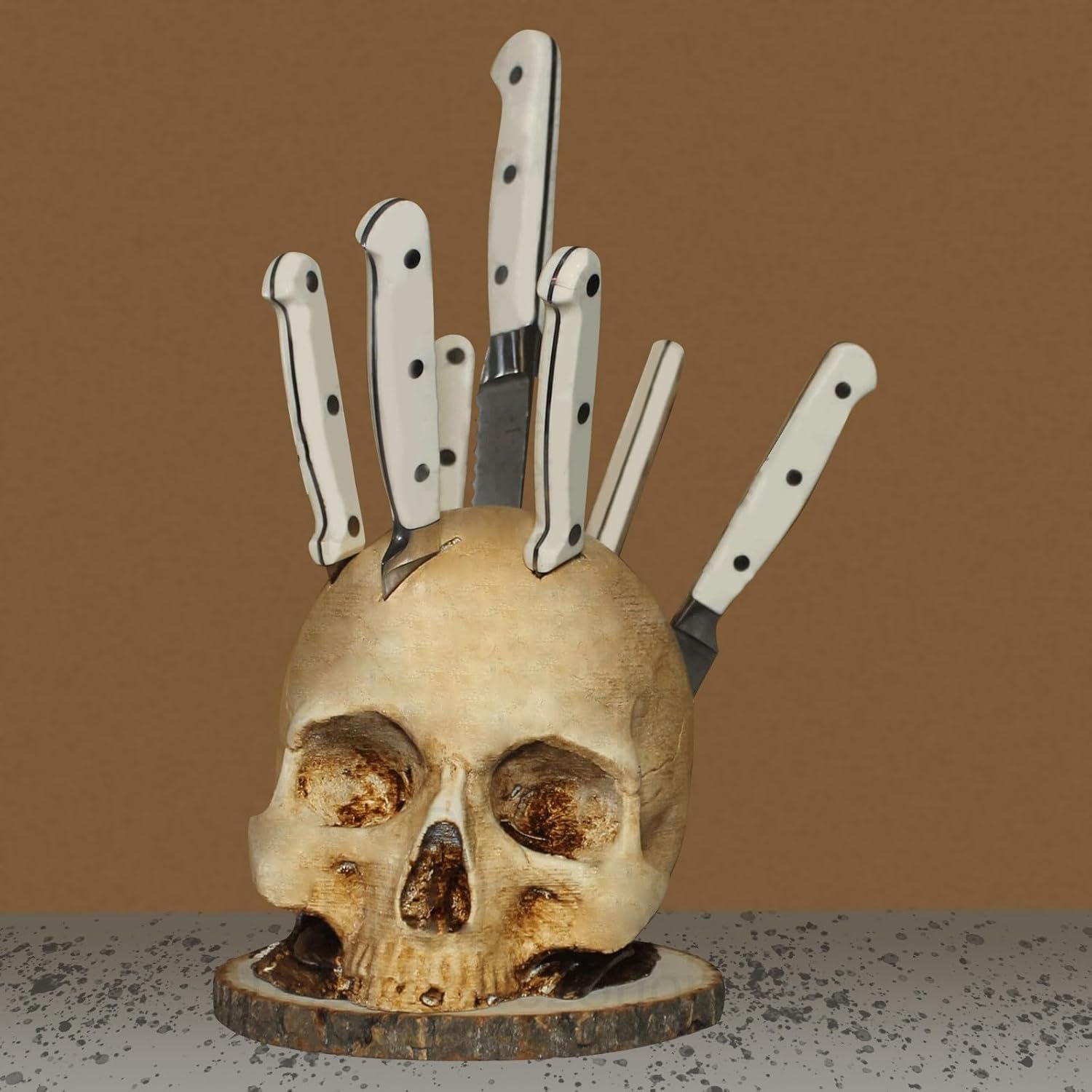 Skull Knife Holder Halloween Decor Storage