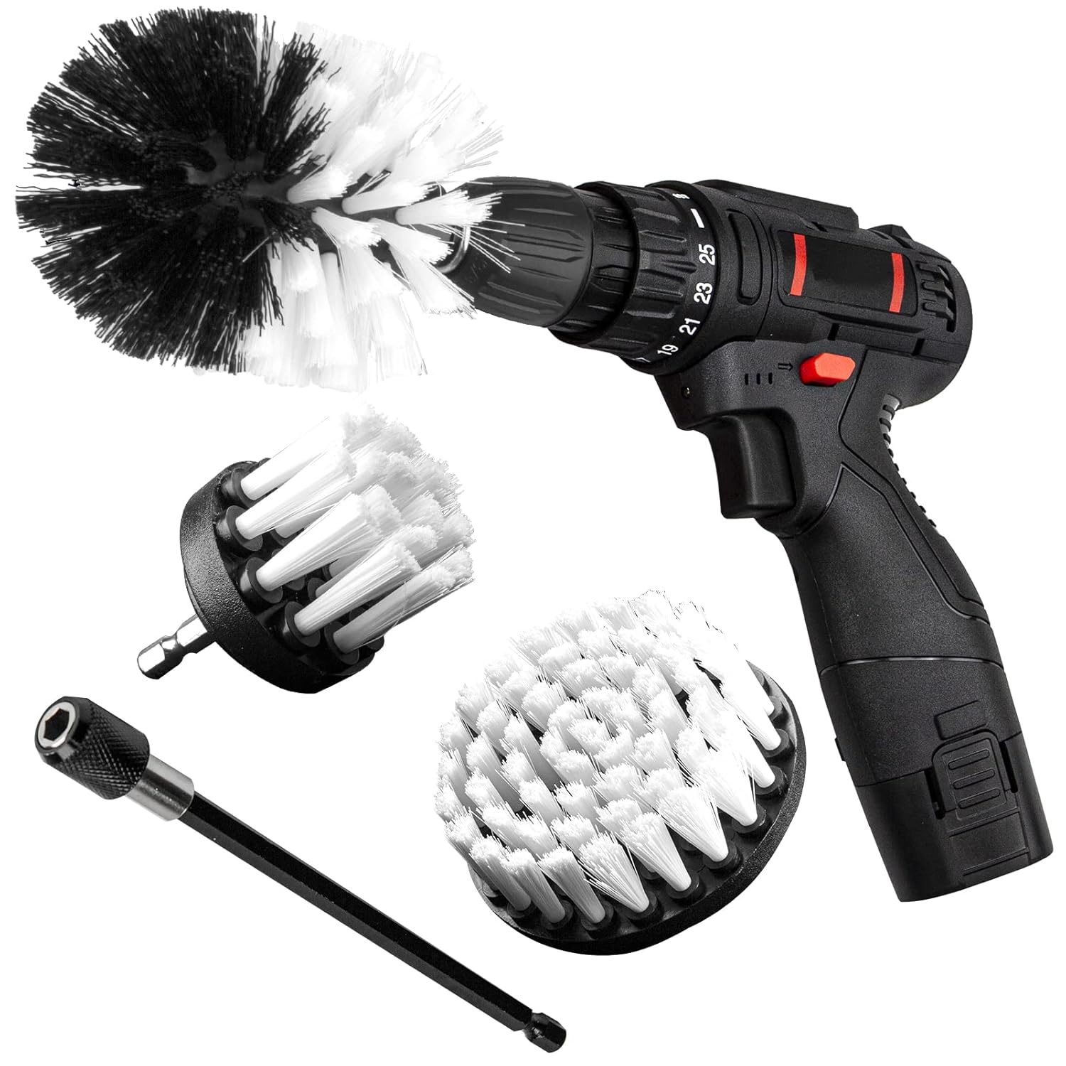 3-Piece Drill Brush Attachment Set White for Batrooms and Kitchens