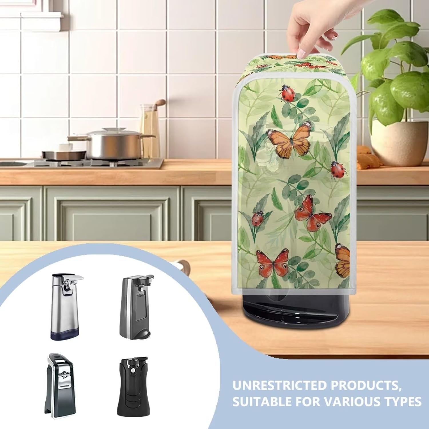Flashideas Butterfly Print Can Opener Cover for Kitchen Use
