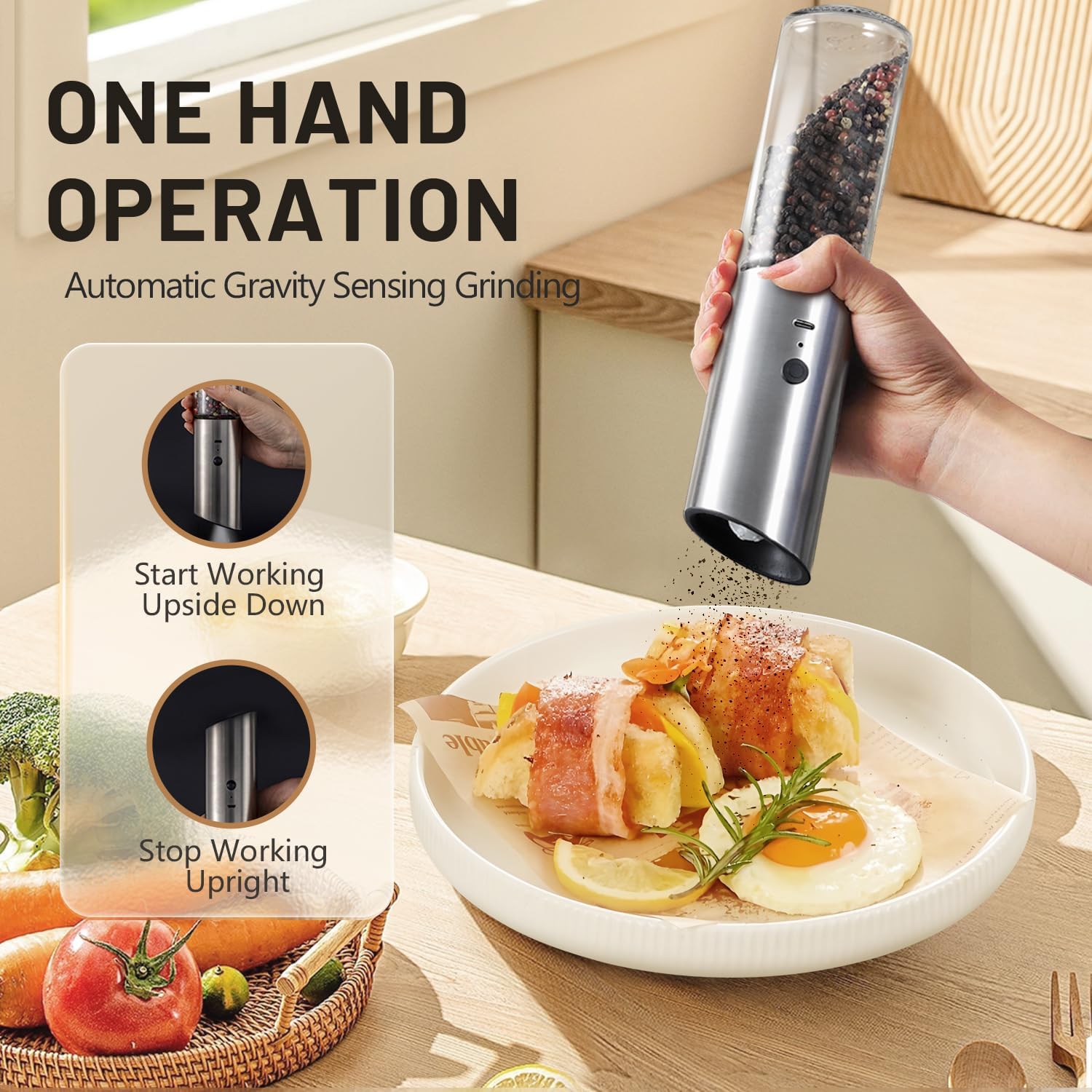 Gravity Electric Salt Pepper Grinder Set