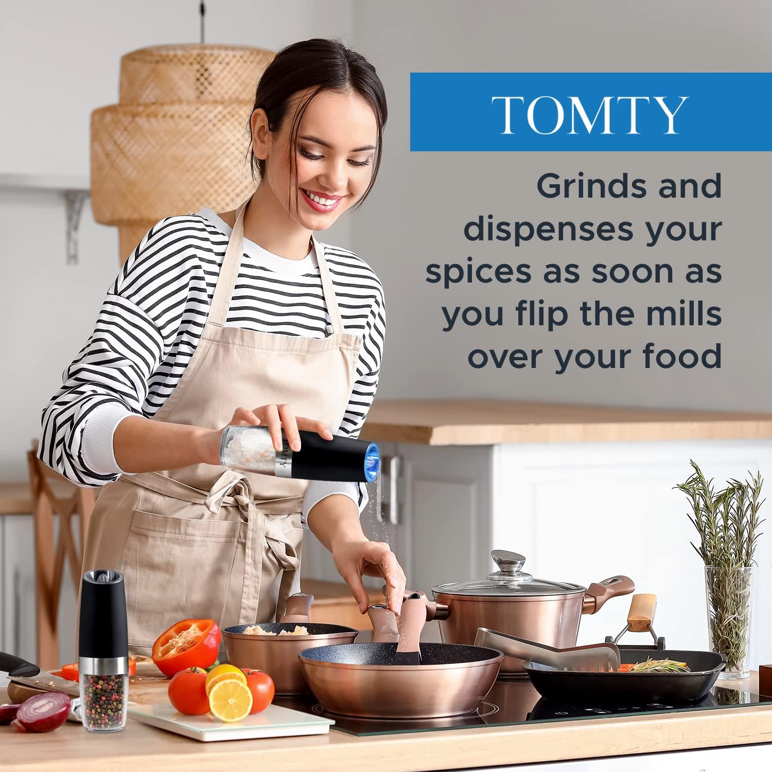 Wire-Free Stainless Steel Electric Salt Pepper grinder Set