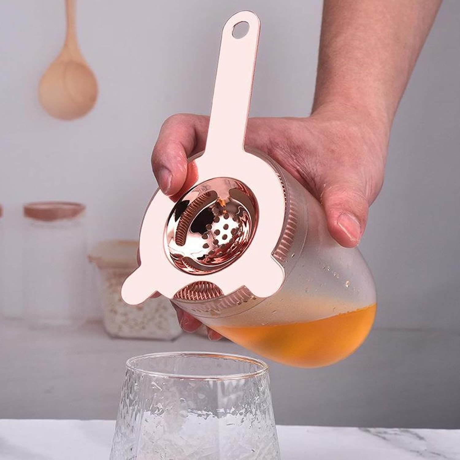 RYTTGOP 304 Stainless Steel Cocktail Strainer Rose Gold