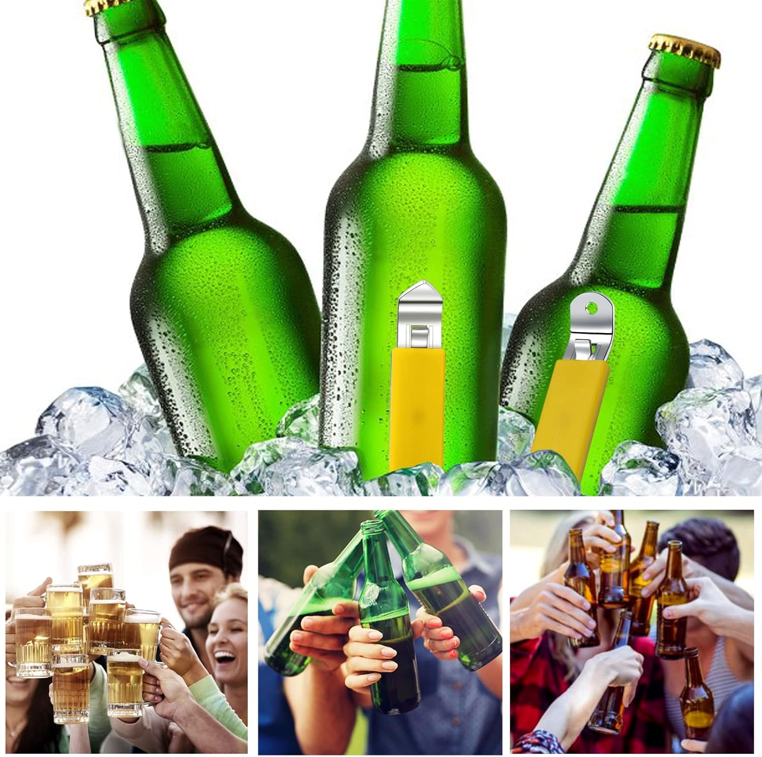 3-Piece Magnetic Bottle Can Opener Yellow