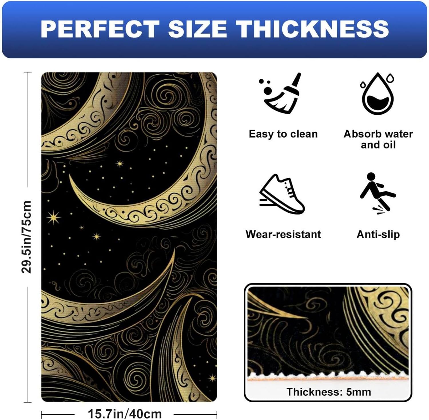 Starry Sky Luxury Anti-Fatigue Kitchen Runner Rugs for Non-Slip Use