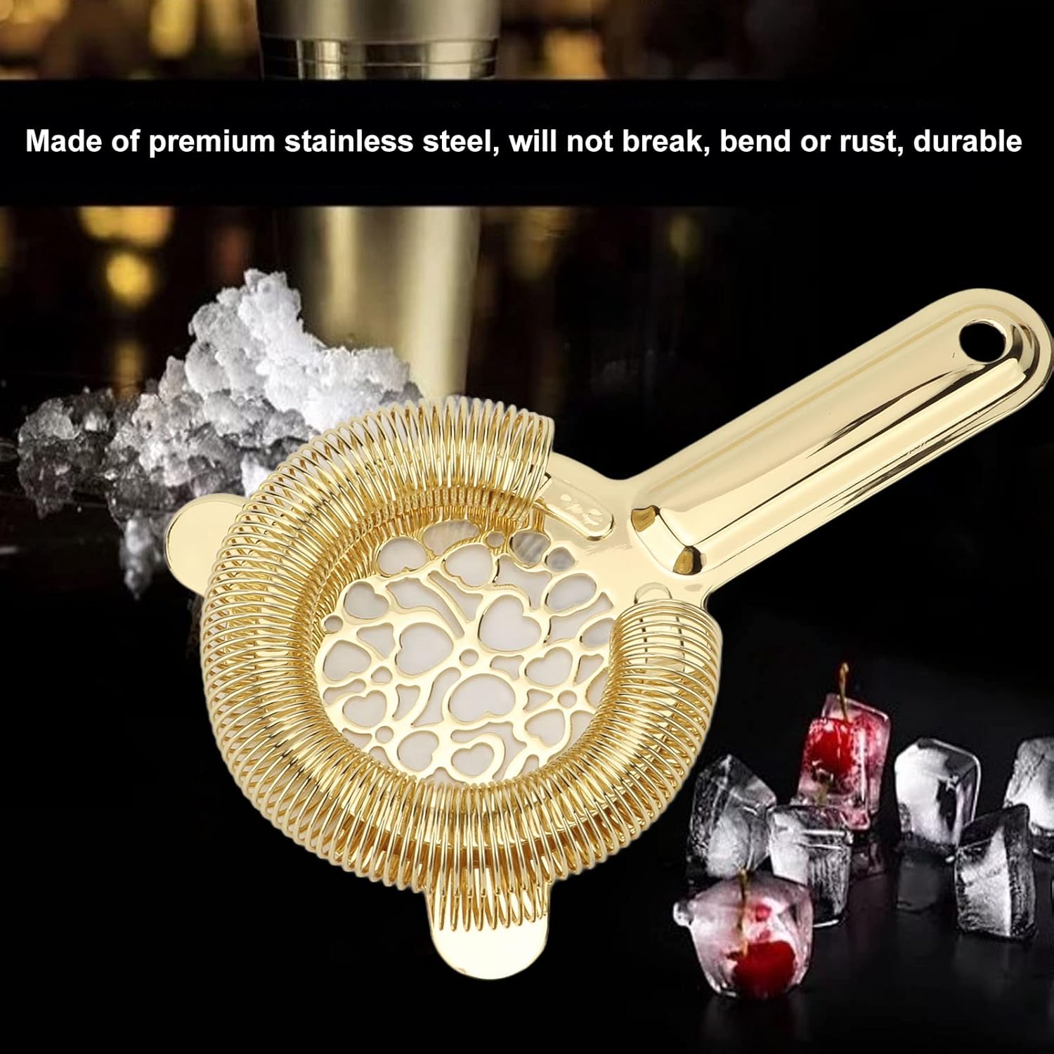 CDQL Stainless Steel Cocktail Strainer - Professional Bartending Tool for Home Kitchen