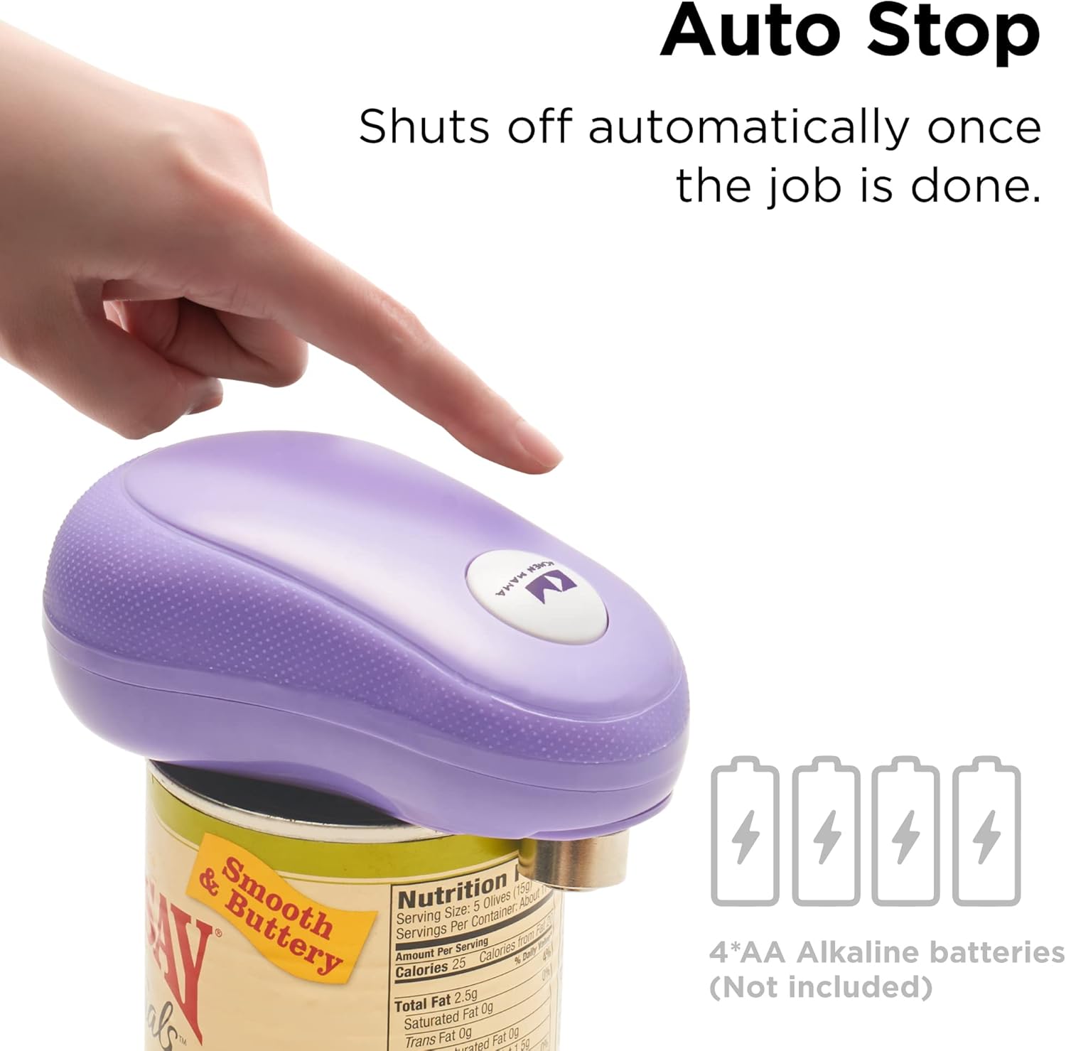 Kitchen Mama - Effortless Can Opener Electric Can Opener One-Touch Battery-Operated
