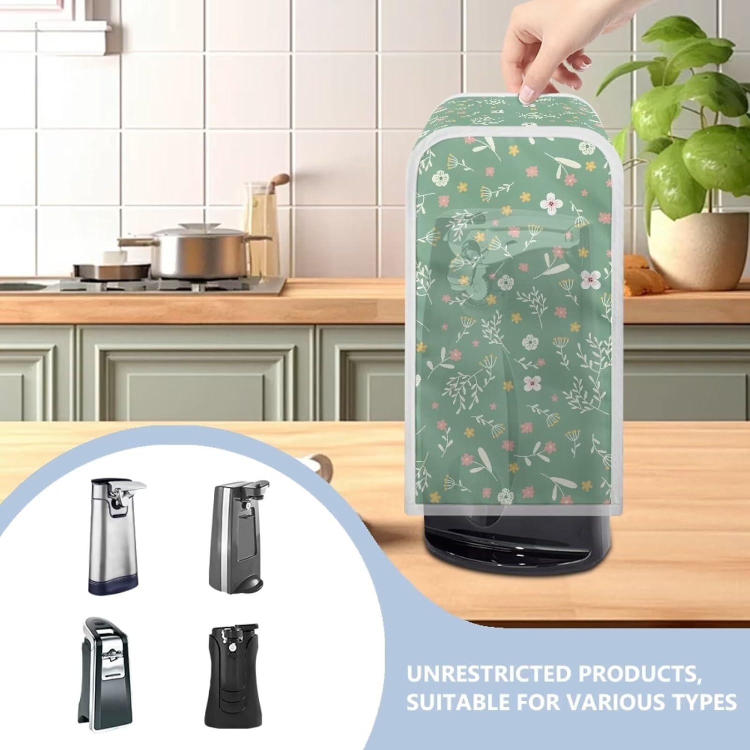 Green Floral Electric Can Opener Cover 1