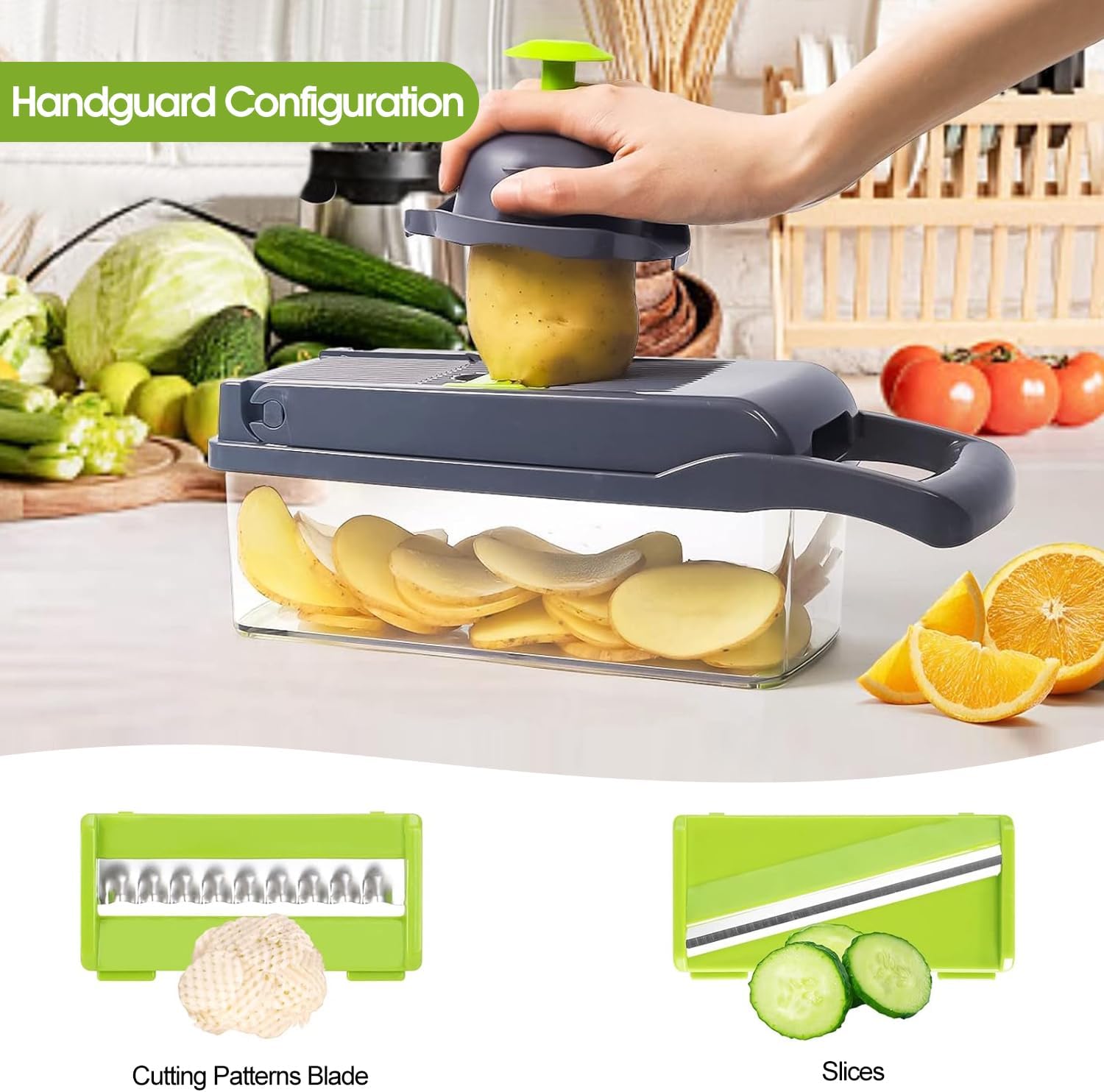 Zividodo 13-in-1 Vegetable Chopper with 8 Blades Stainless Steel