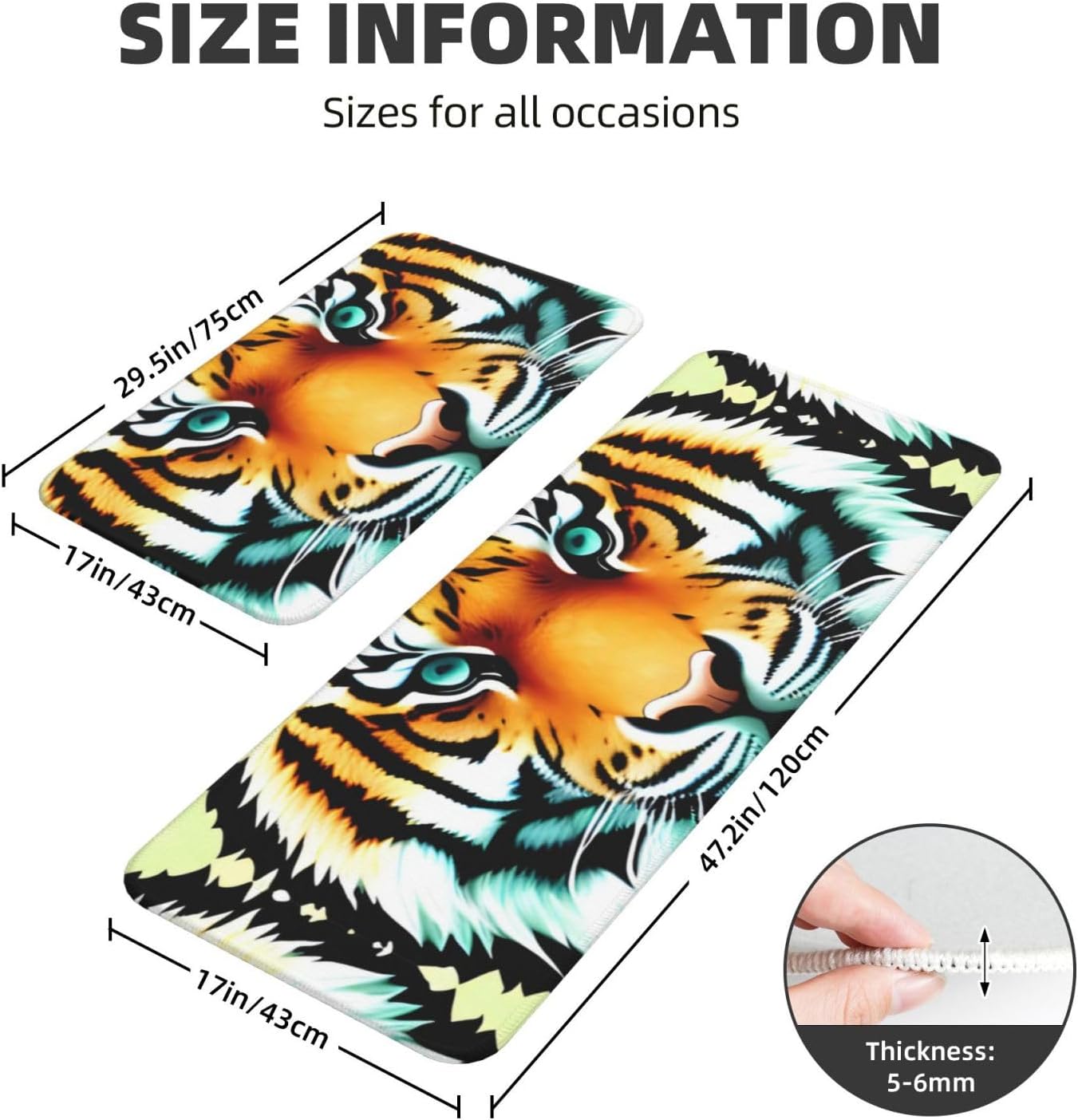 Little Fat Tiger Head Print Kitchen Mats 2 Sets
