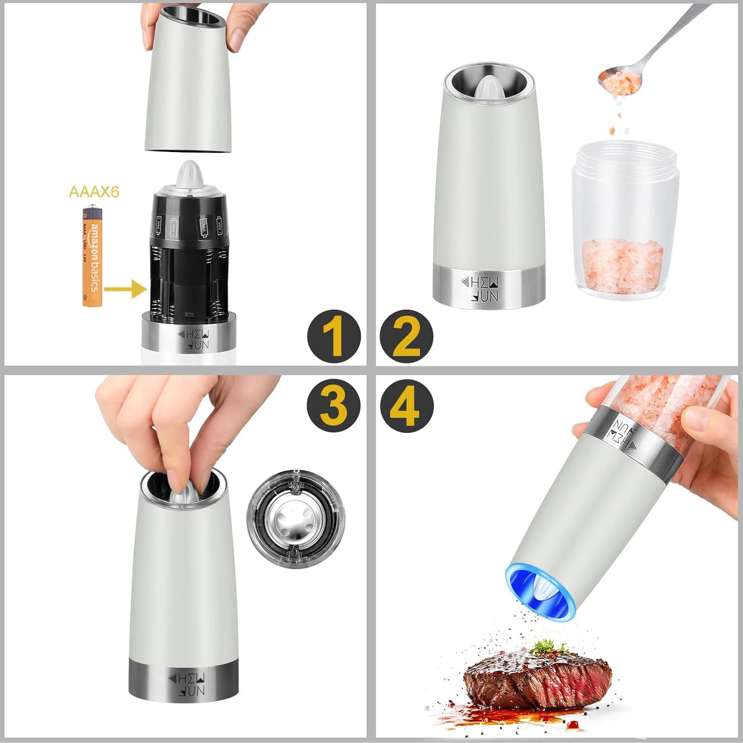 Gravity Salt Pepper Grinder Set by CHEW FUN