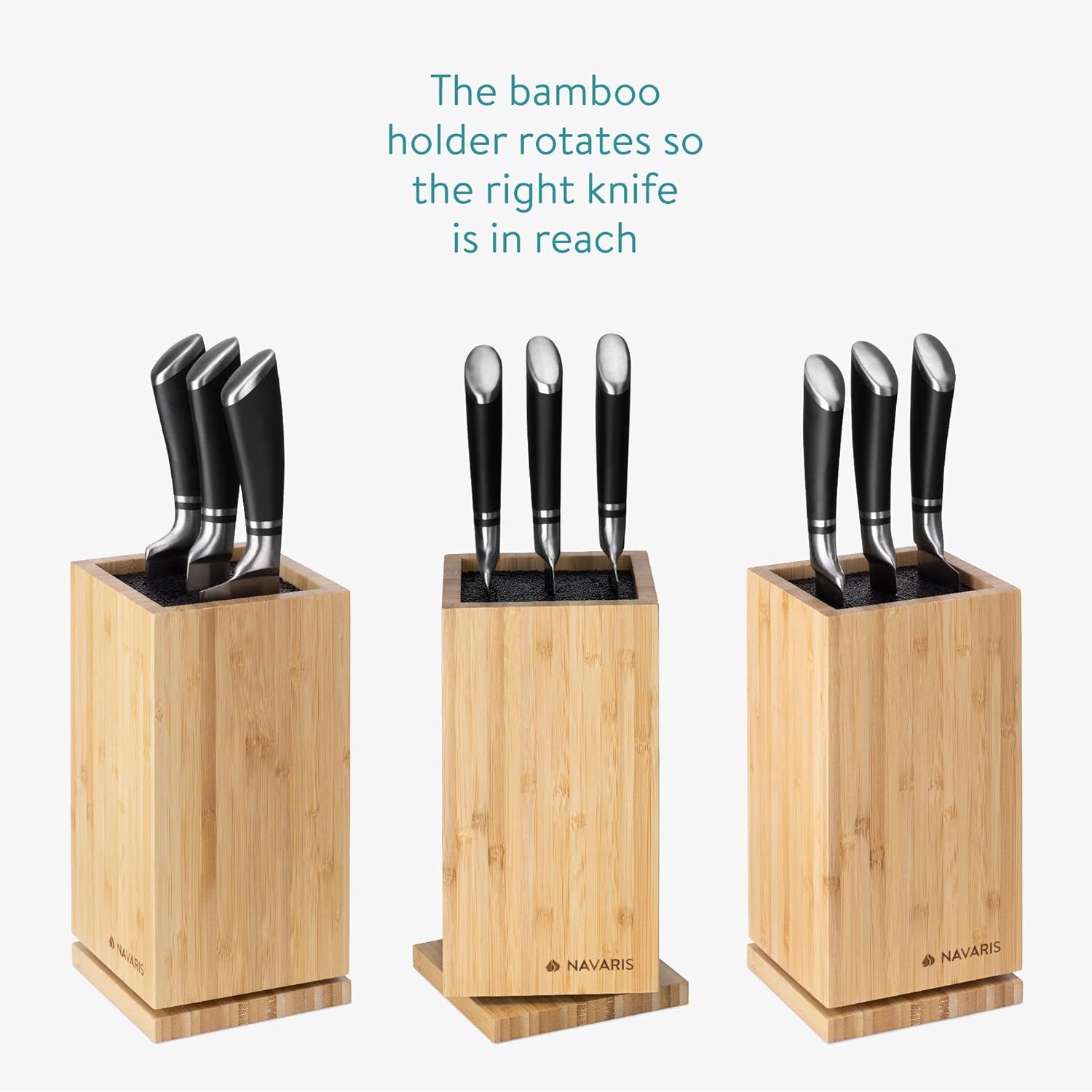 Navaris Bamboo Kitchen Knife Block