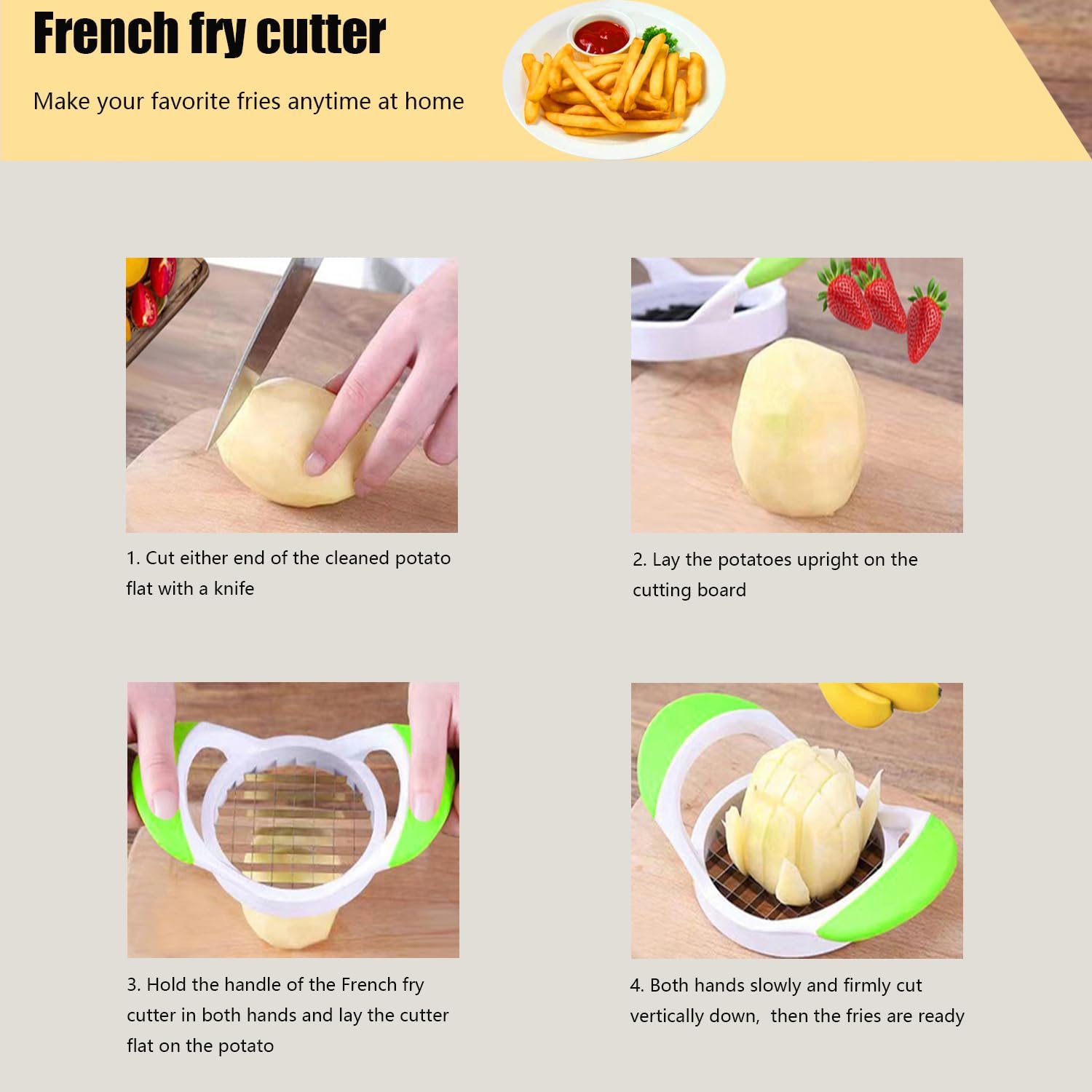 3-Piece Kitchen Set French Fries Crinkle Cleaning Brush