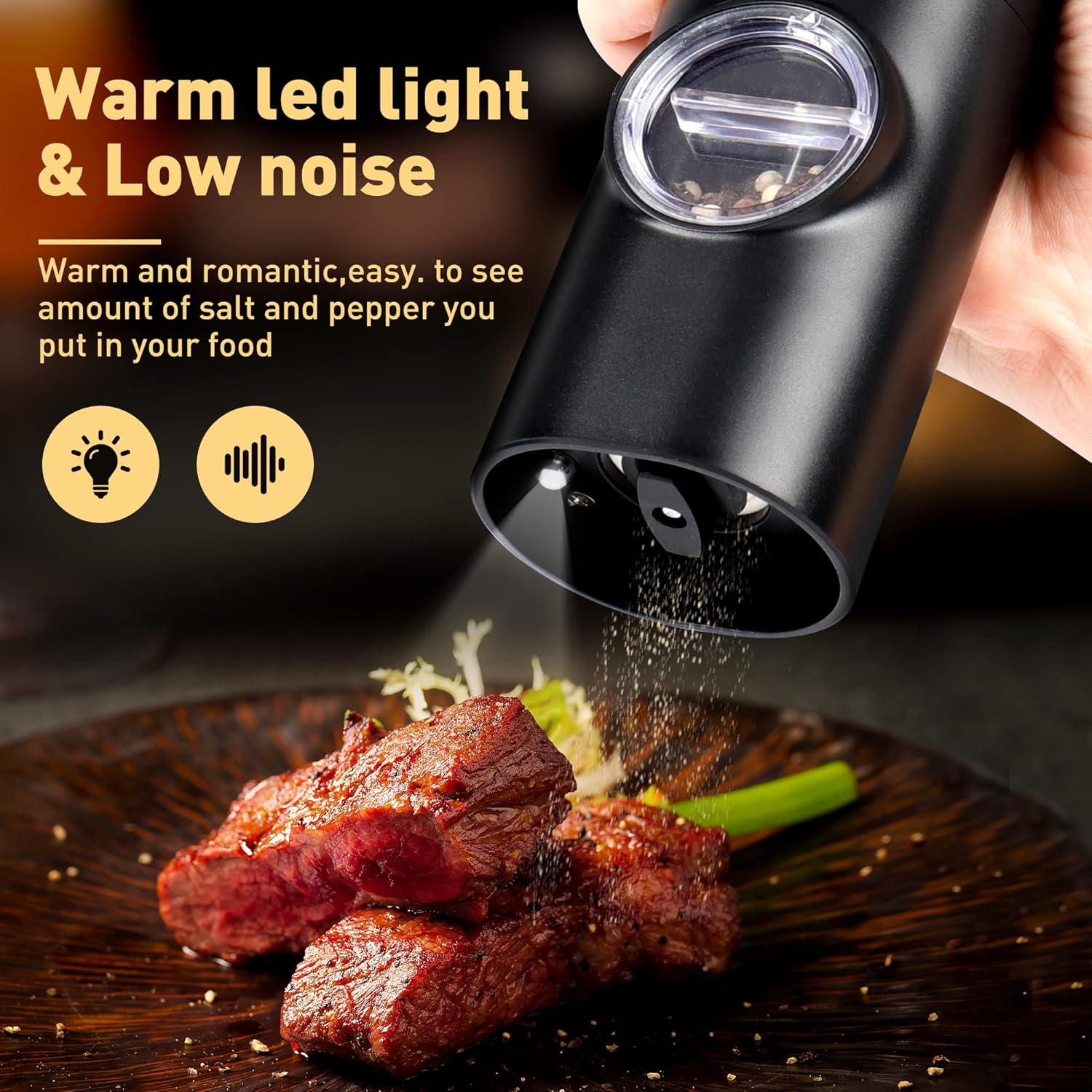 Gulex Electric Salt and Pepper Grinder Set Automatic Ceramic Mill Set
