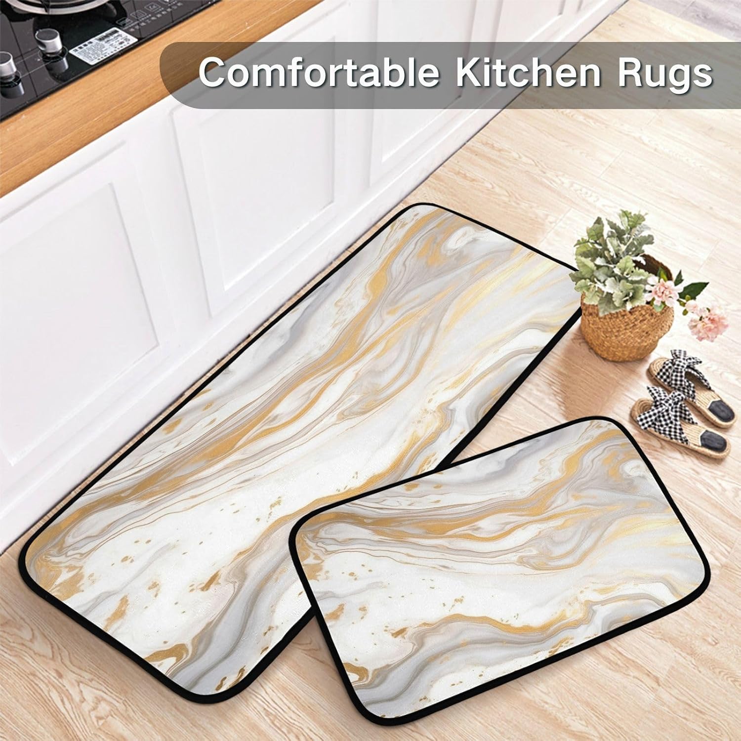 Kigai White Marble Anti Fatigue Mats