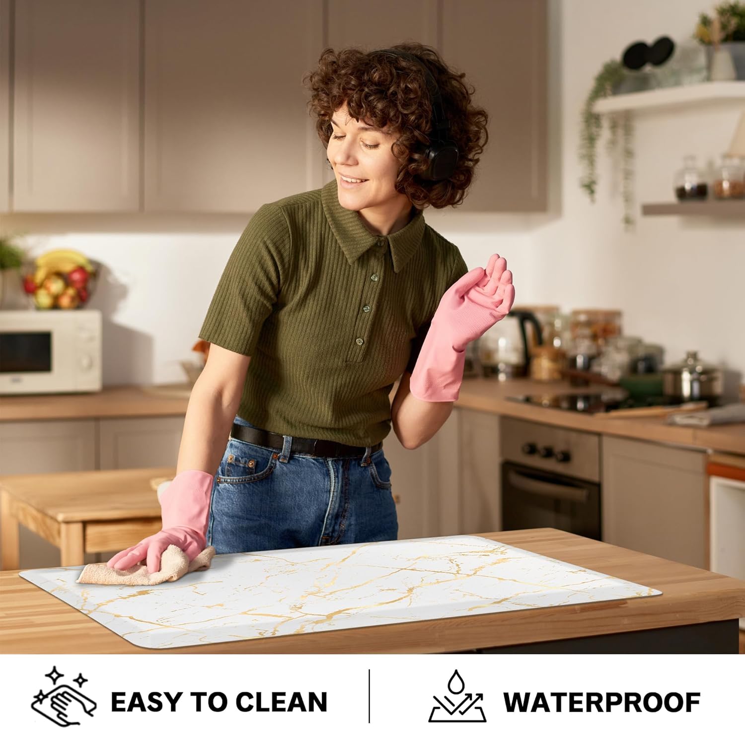 Luxury Gold Foil Kitchen Mat