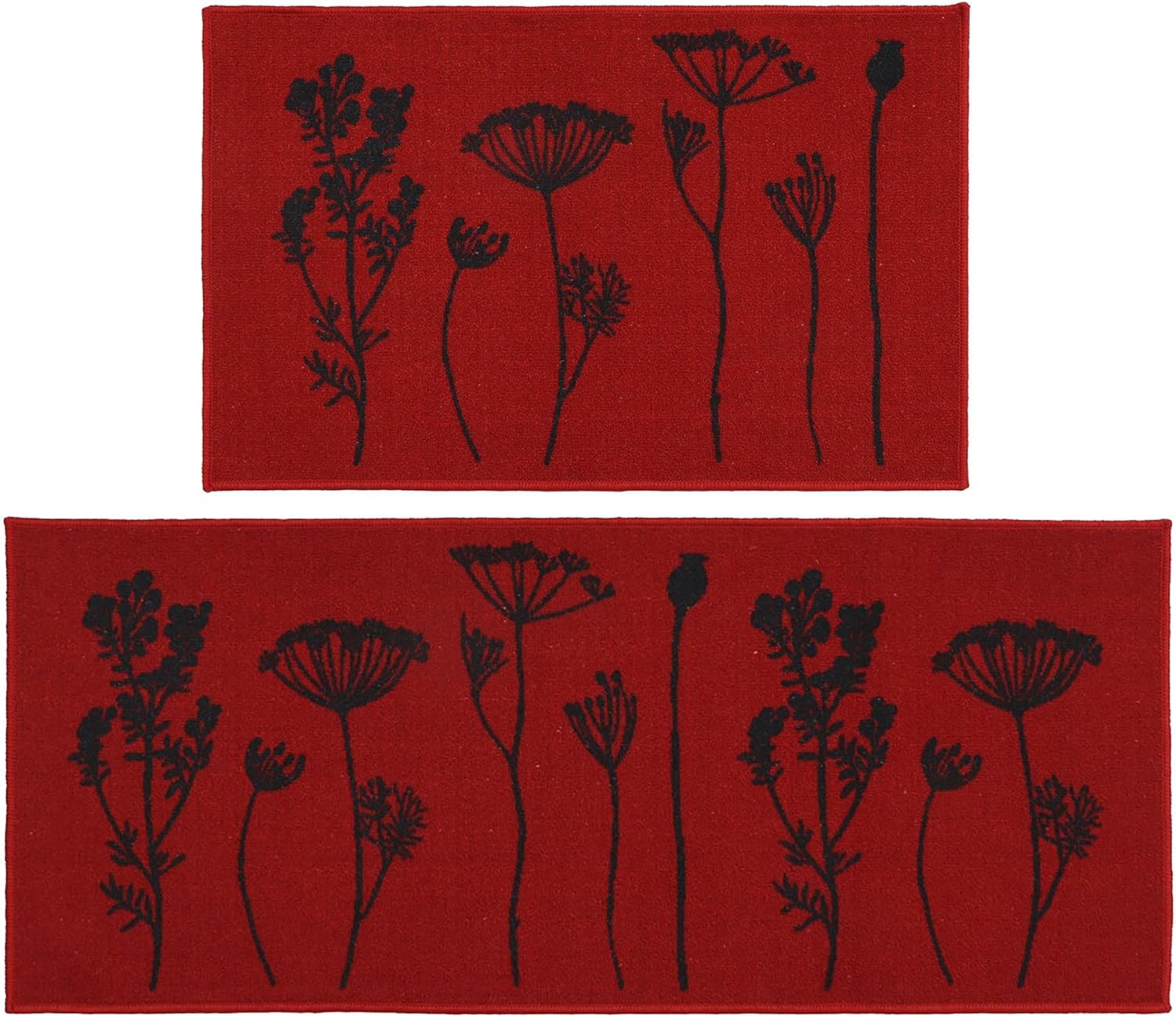 Luxury Wool Effect Kitchen Mat and Runner in RedBlack