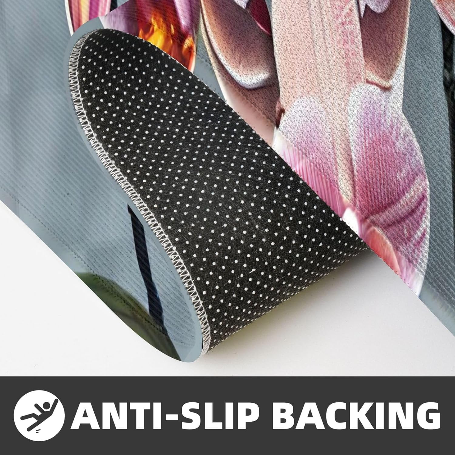Modern Kitchen Mat with Pretty Printing Non-Slip Waterproof 17x47 17x29 inch Set