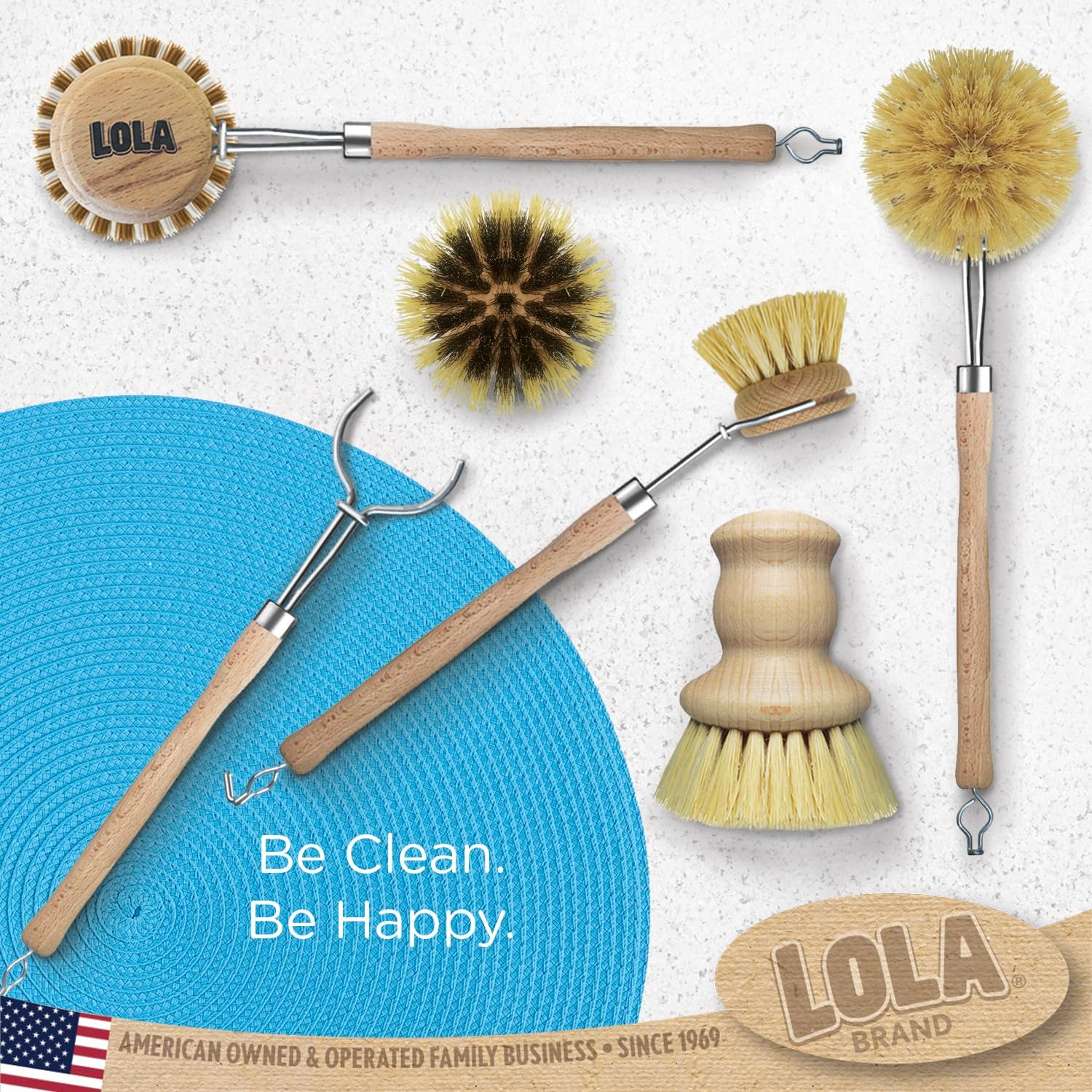 Lola Tampico Original Vegetable Palm Brush Eco-Friendly Comfortable
