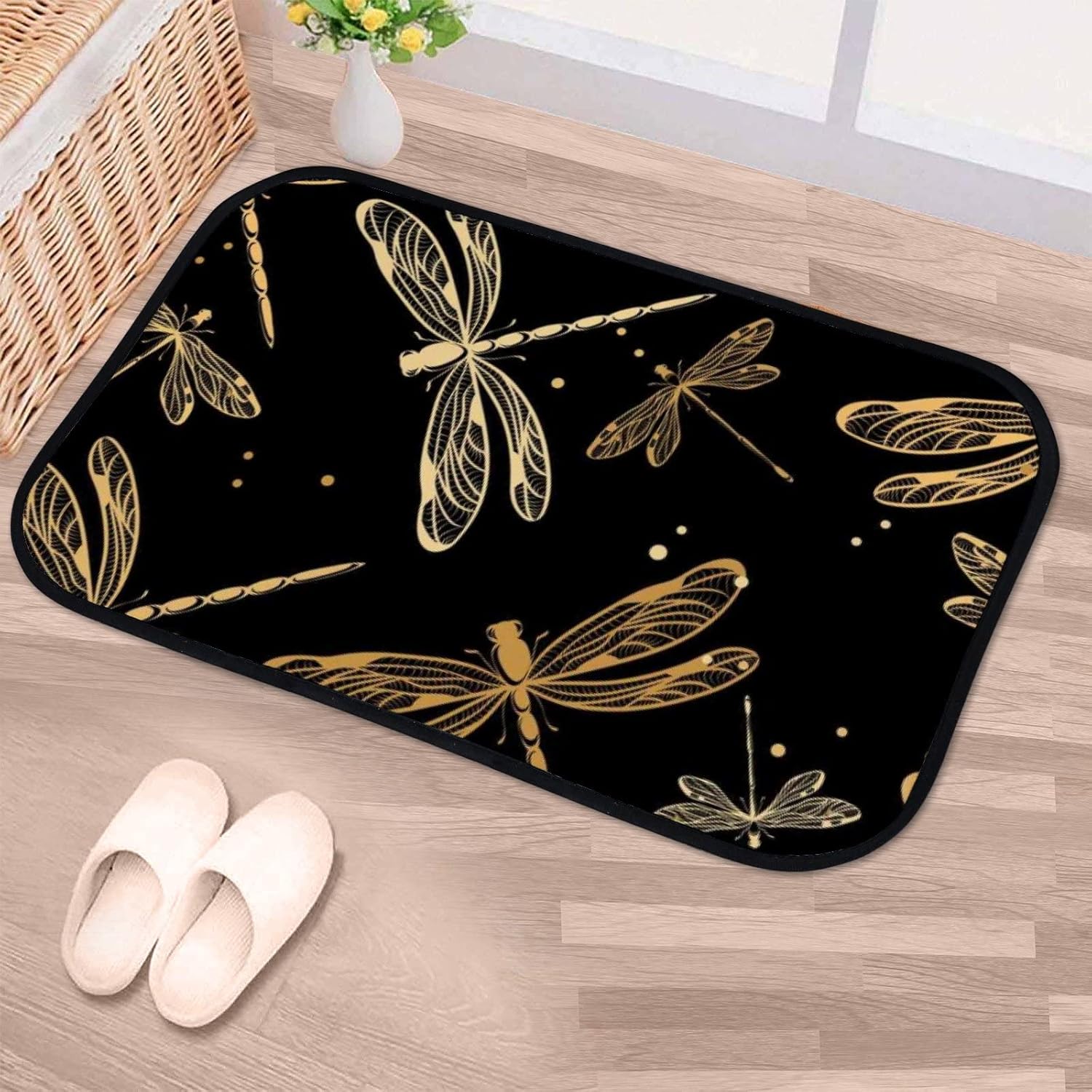Gold Dragonflies Soft Non-Slip Bath Mat