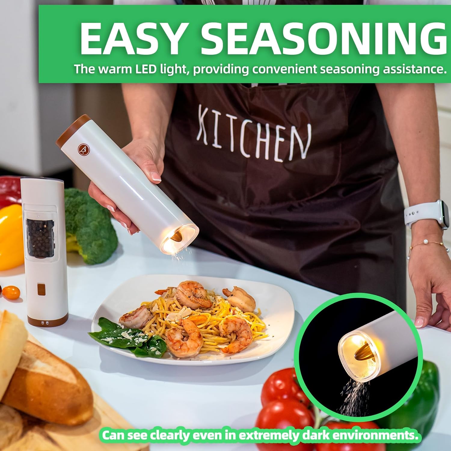 Adjustable Salt Pepper Grinder Set with LED Light