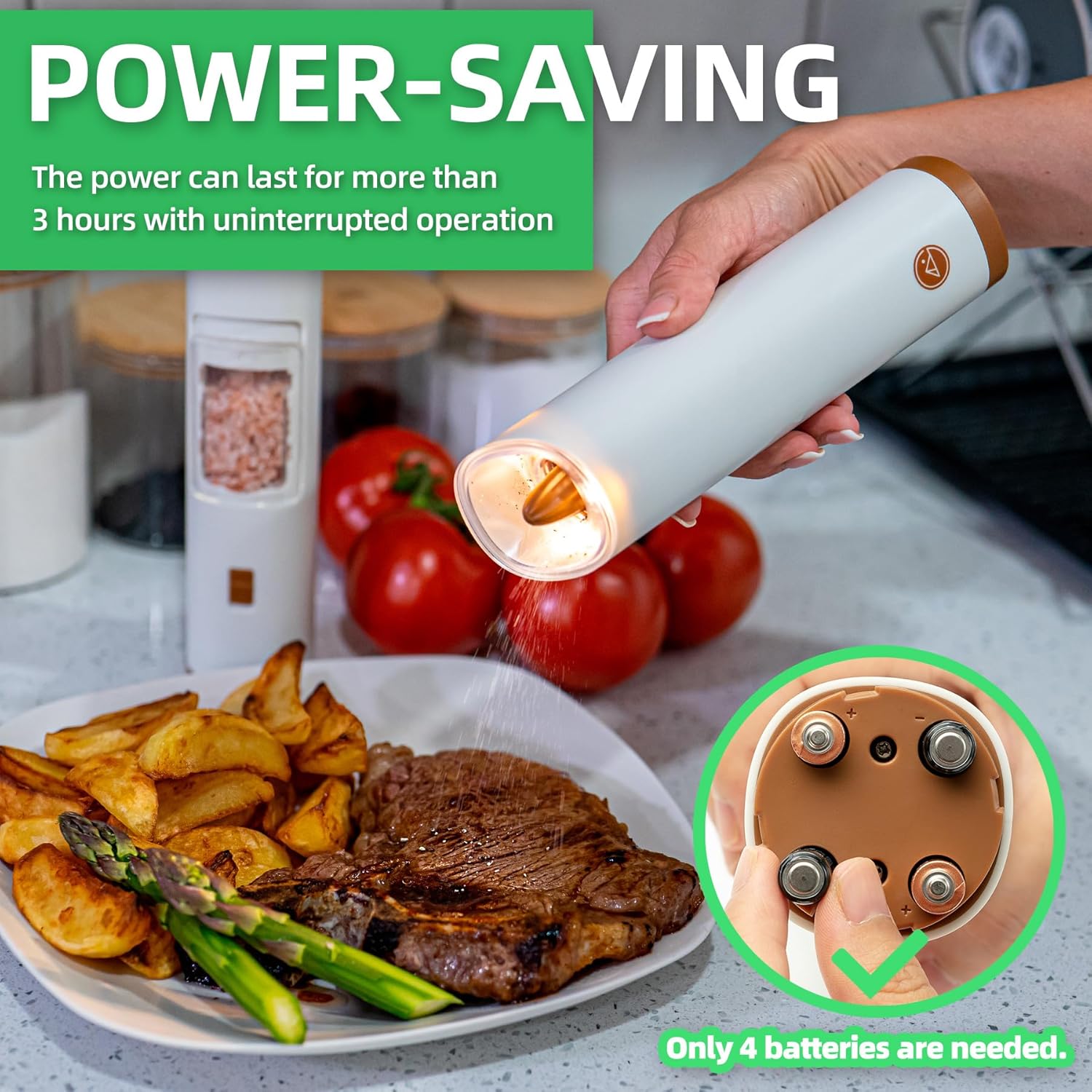 Adjustable Salt Pepper Grinder Set with LED Light