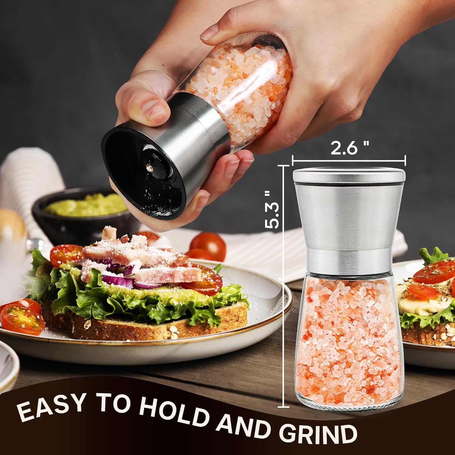 M JINGMEI Stainless Steel Salt Pepper Grinder Set