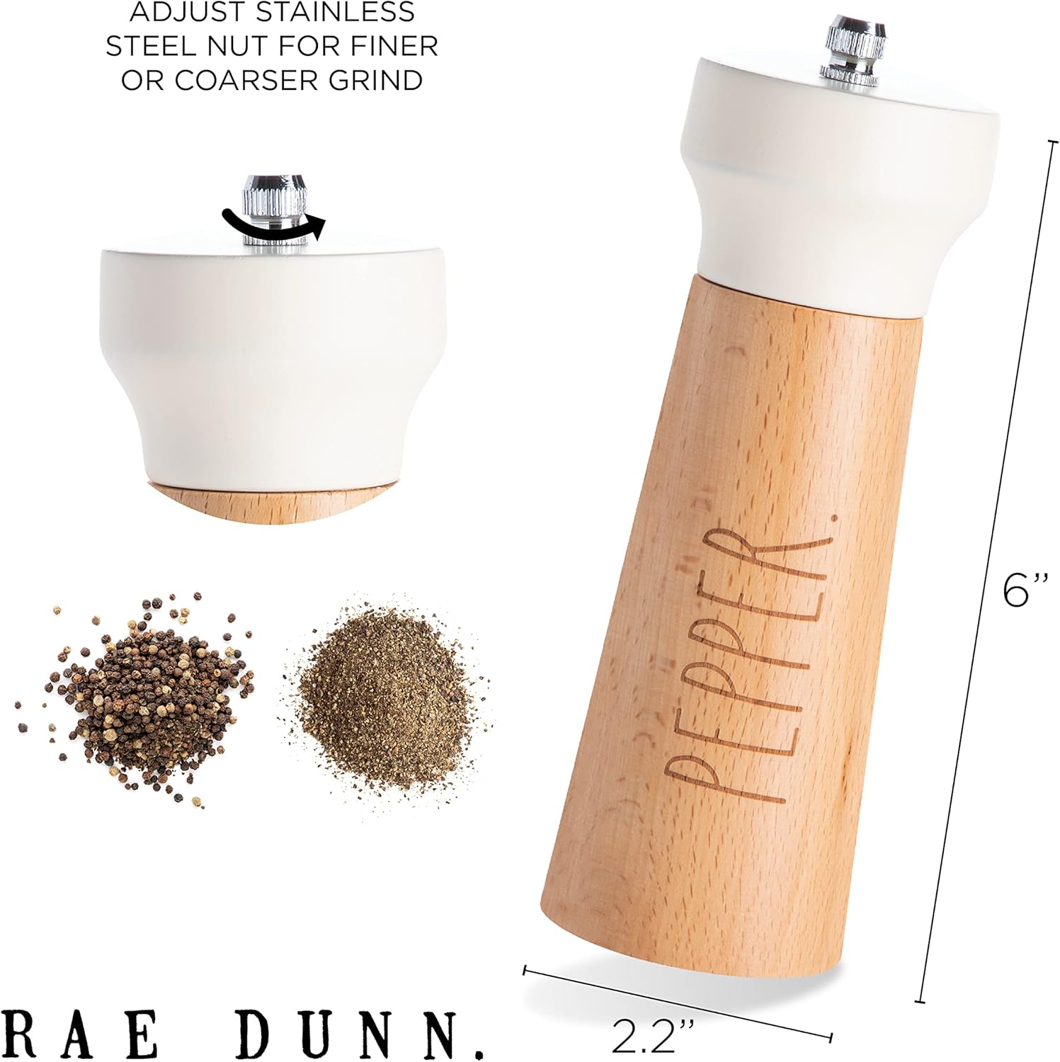 Modern Classy Salt Pepper Grinder Set for Home Kitchen by Rae Dunn