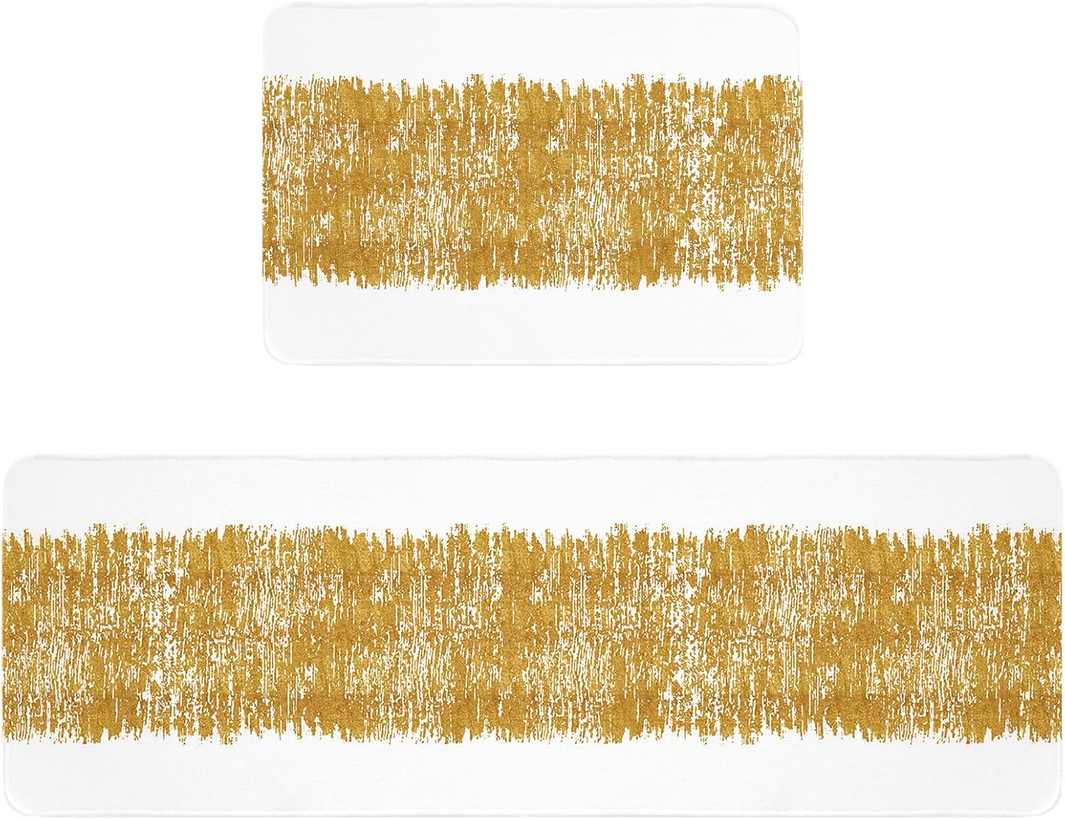Chucoco Abstract Gold Striped Area Rugs Set - 2-Piece