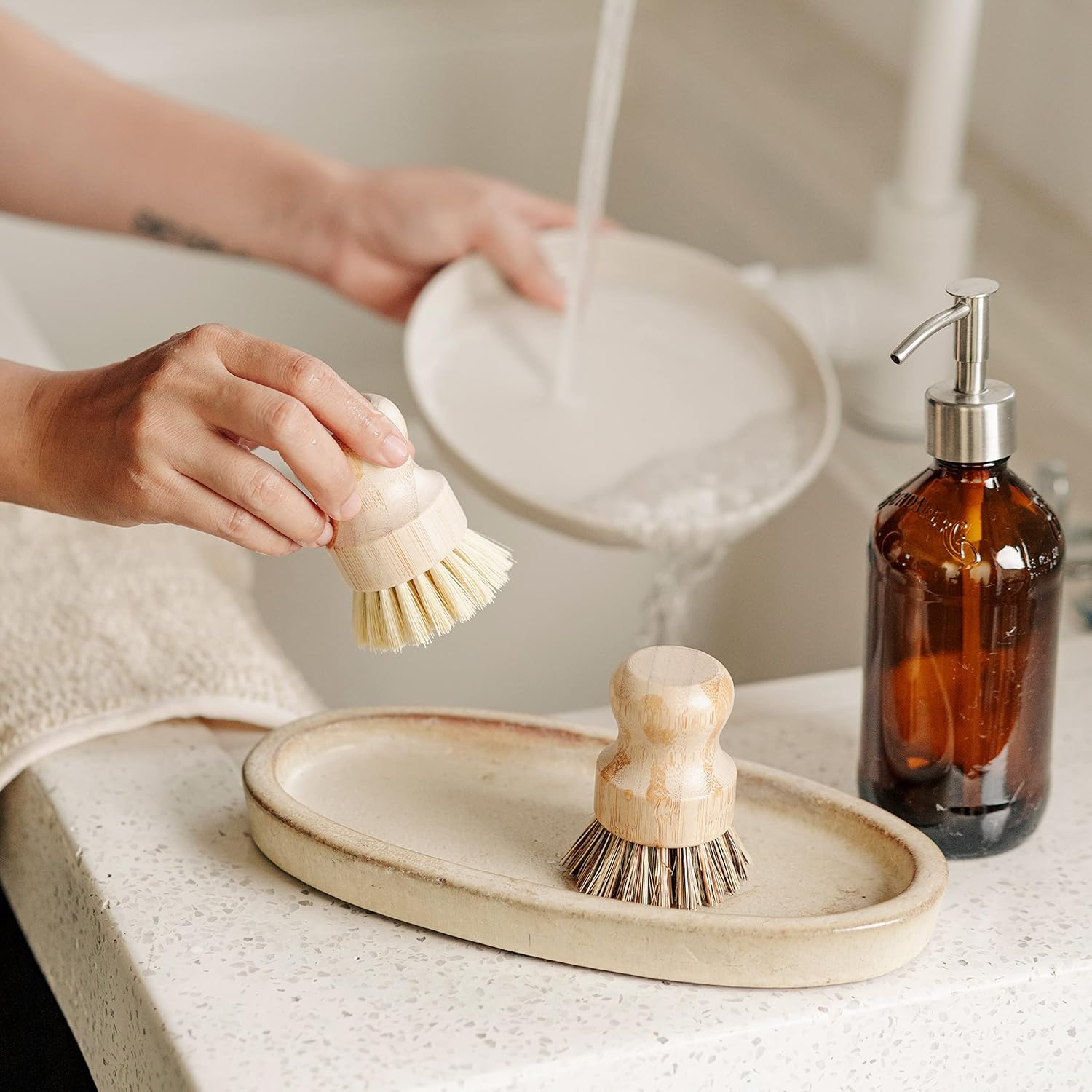 Eco-Friendly Bamboo Dish Brush Set