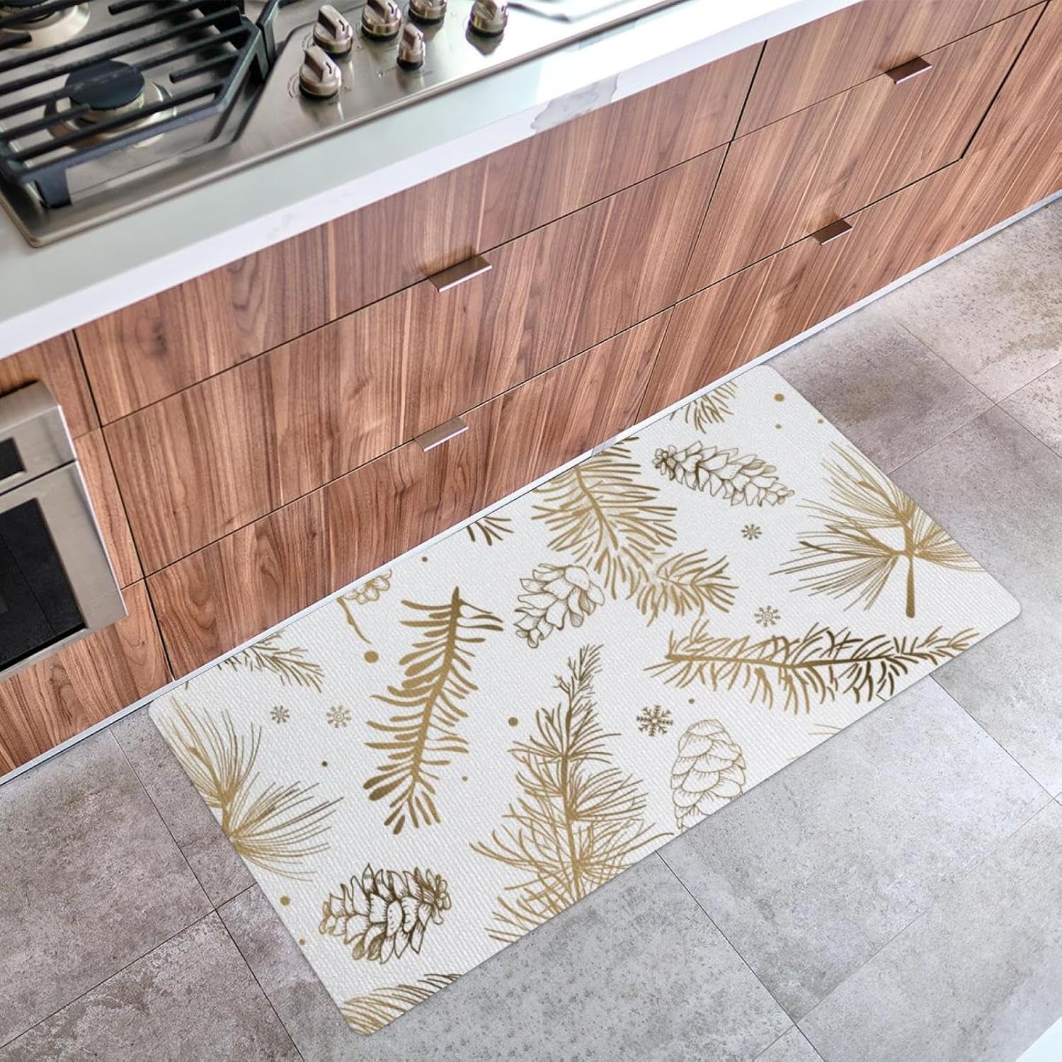 Golden Winter Kitchen Rugs