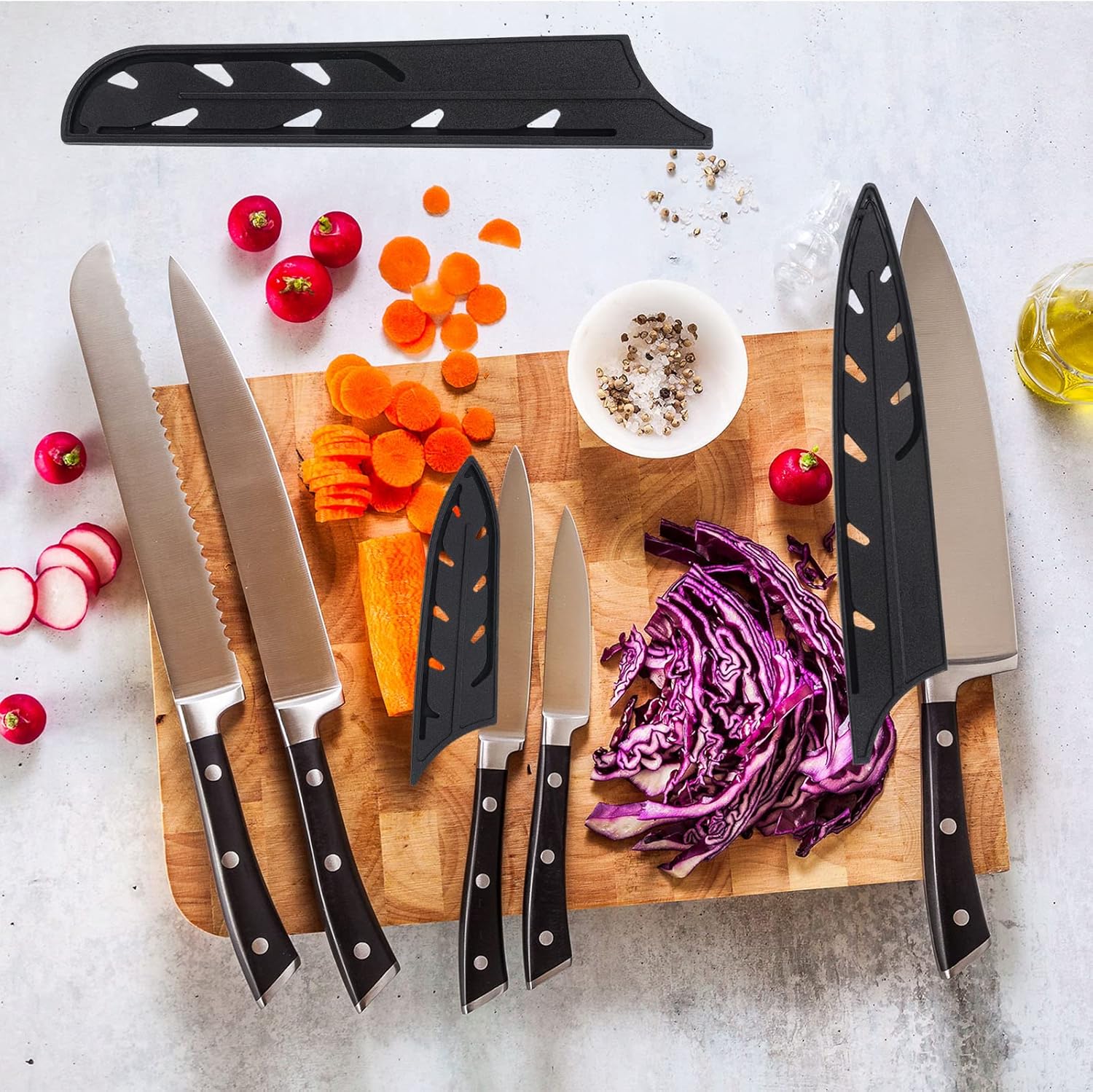 Perfect Protection for 7 Santoku Knives Black Size 73x2in