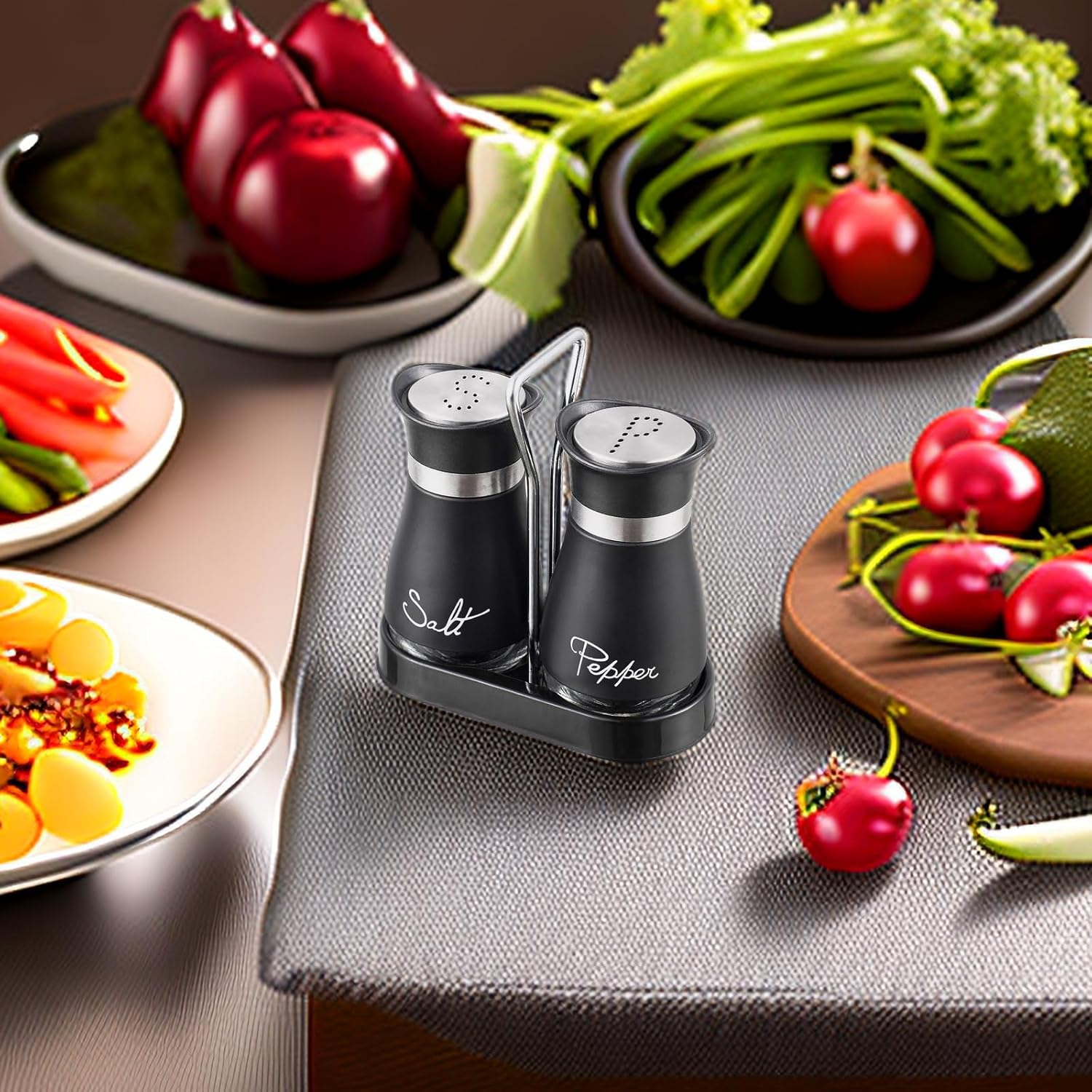 Black Salt and Pepper Shaker Set Pack of 2