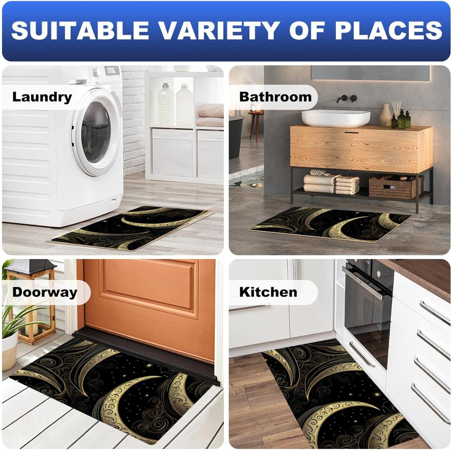 Starry Sky Luxury Anti-Fatigue Kitchen Runner Rugs for Non-Slip Use