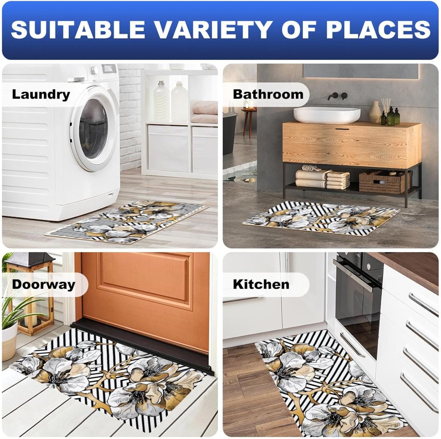Flower Simple Northern Europe Kitchen Mat