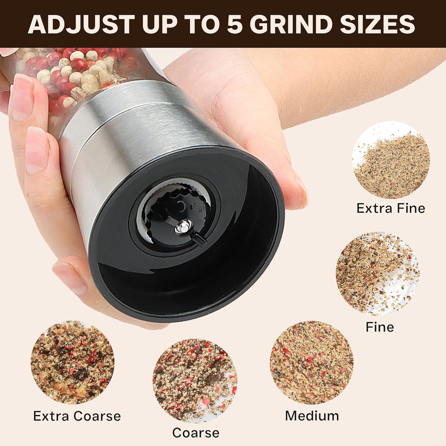 M JINGMEI Stainless Steel Salt Pepper Grinder Set