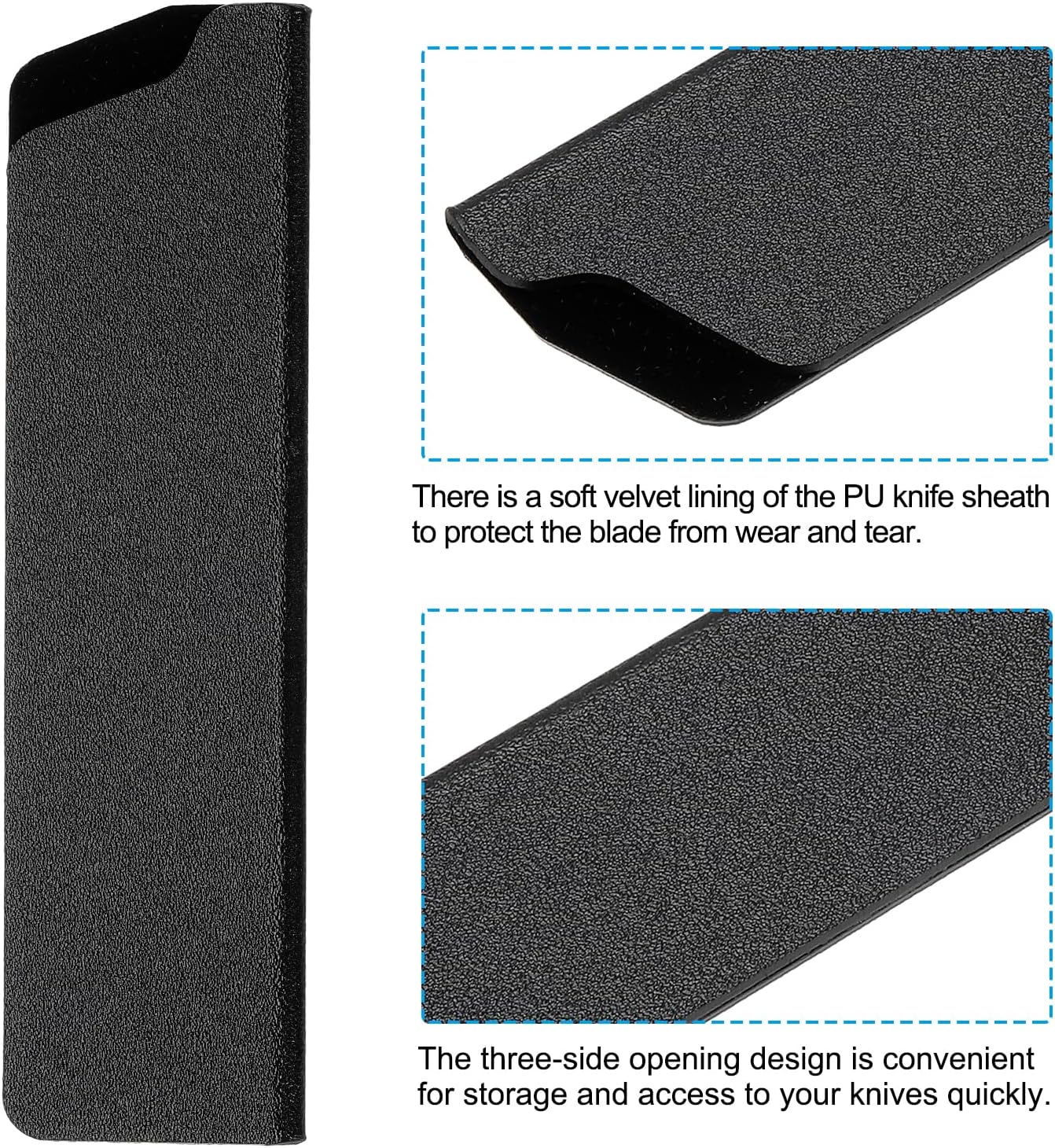 3-Piece Santoku Knife Guards Black