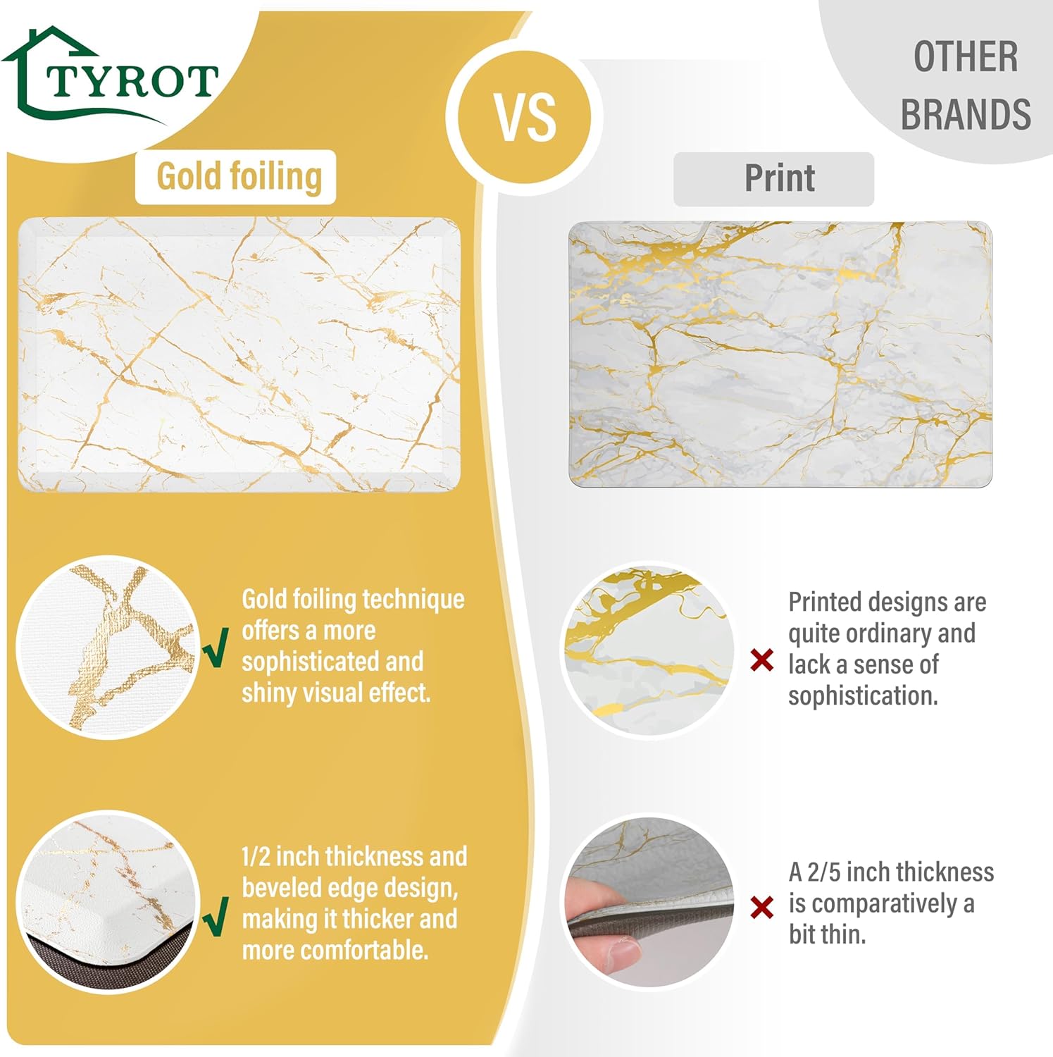 Luxury Gold Foil Kitchen Mat